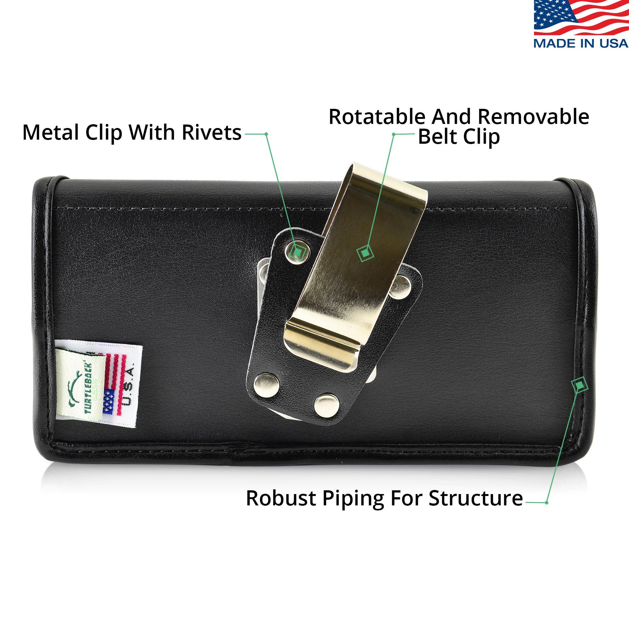 TurtleBack Turtleback Belt Case Made for Apple iPhone SE 5 5c 5s Black Holster Leather Pouch with Heavy Duty Rotating Ratcheting Belt Clip Horizontal