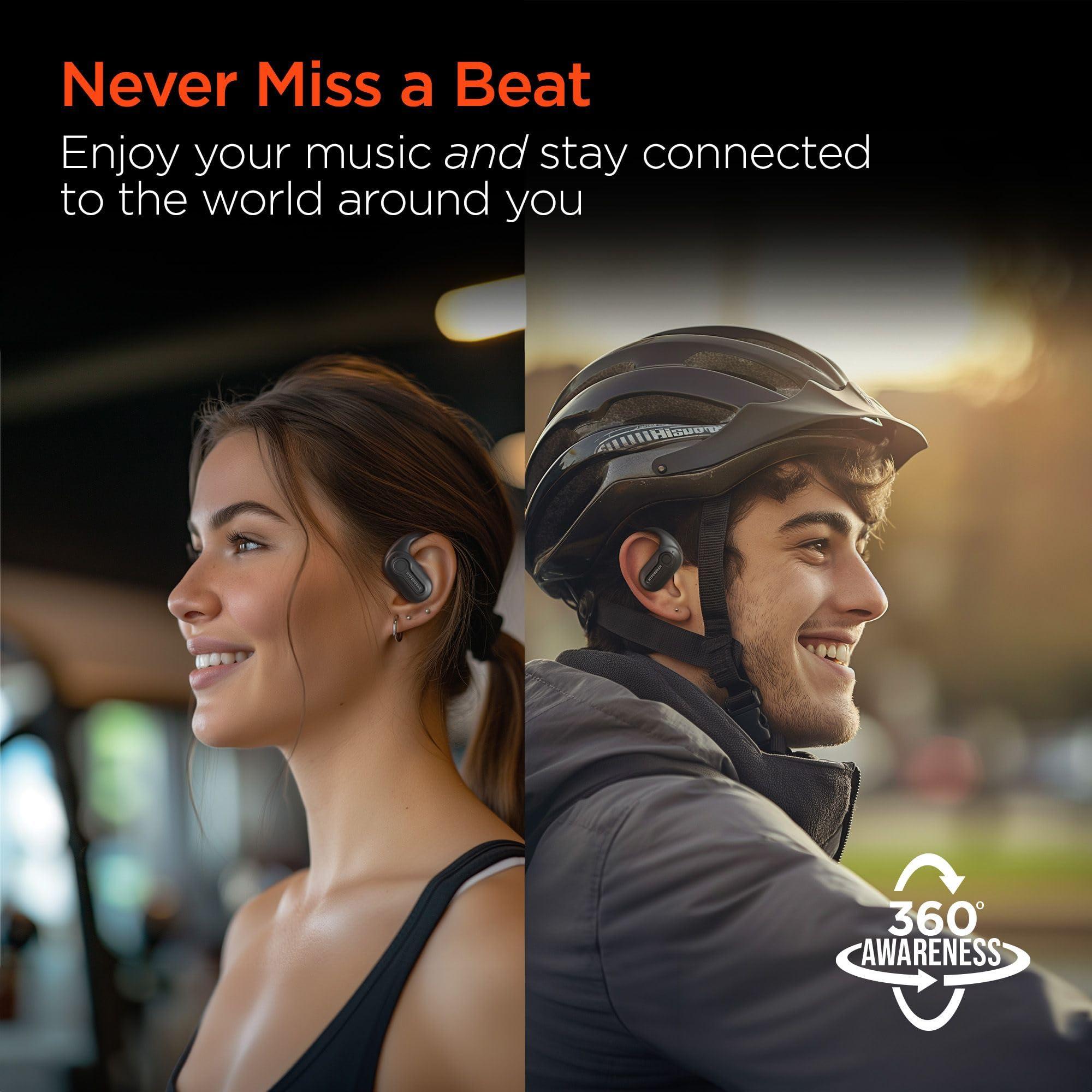 HyperGear HyperGear AeroFlex 360 Open-Ear True Wireless Earbuds with Portable Charging Case Over The Ear Earphones with Flexible Ear Hooks 25HRS Playtime, IPX4 Sweatproof