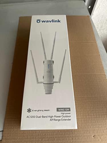 WAVLINK WAVLINK AC1200 High Power Outdoor Weatherproof WiFi Range Extender, Long Range Wireless AP/Router/Repeater/WISP Mode with POE Powered, Point to Point WiFi Bridge, 4x7dBi Omni Directional Antennas
