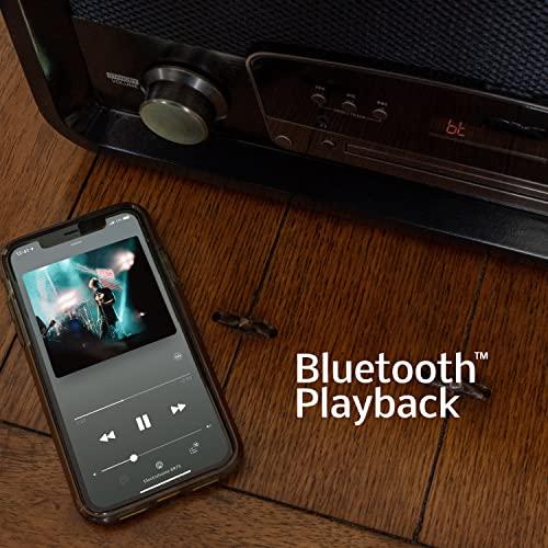 Electrohome Electrohome Kingston 7-in-1 Vintage Vinyl Record Player Stereo System with 3-Speed Turntable, Bluetooth, AM/FM Radio, CD, Aux in, RCA/Headphone Out with Bonus 3.5mm Aux Cable (RR75)