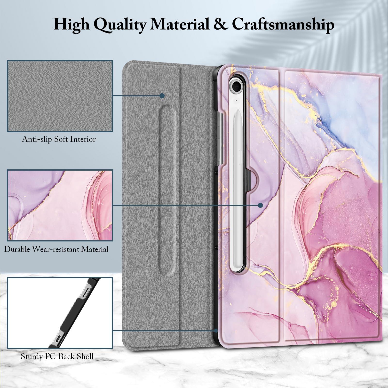 FINTIE FINTIE Keyboard Case for Samsung Galaxy Tab S10 Lite/ S10 FE/ S9 FE 5G 10.9 Inch/Tab S9 11 Inch with S Pen Holder, Slim Stand Cover Detachable Wireless Bluetooth Keyboard, Dreamy Marble
