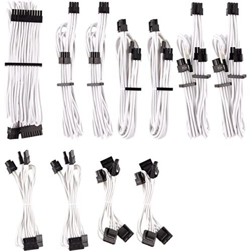 Corsair CORSAIR Premium Individually Sleeved PSU Cables Pro Kit for Corsair PSUs White, 2 Year Warranty