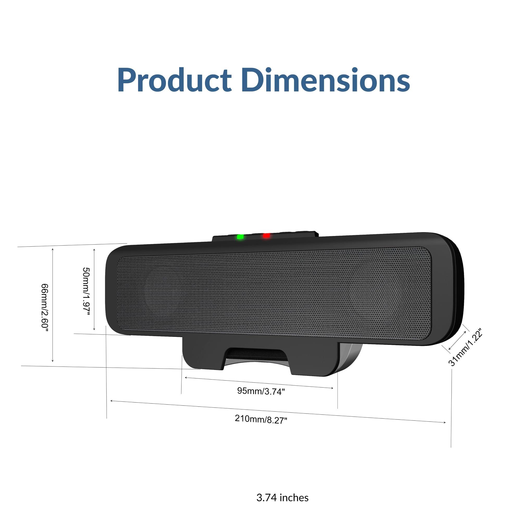 Cyber Acoustics Cyber Acoustics USB Speaker Bar (CA-2890) Stereo USB Powered Speaker, Easily Clamps to Monitor, Convenient Controls