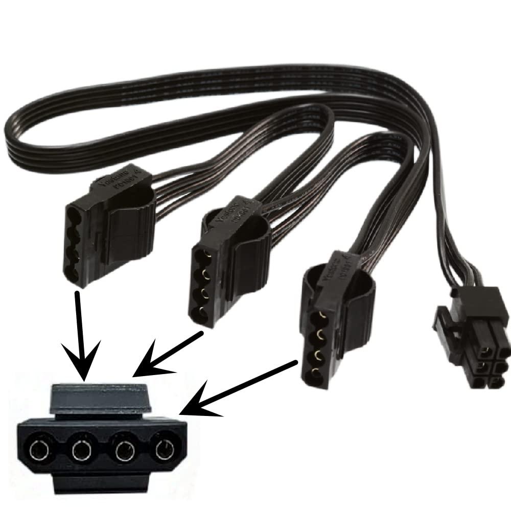 lilila-ree for EVGA Modular PSU Hard Drive HDD Power Adapter Cable 6 Pin to 3X 4 Pin Power Cable only for EVGA G1/G1+/G2/G3/G5/GS/GA/GM, B2/B2/BQ, P2/1000PS/T2, Supernova nex650g/ 450GM/550GM