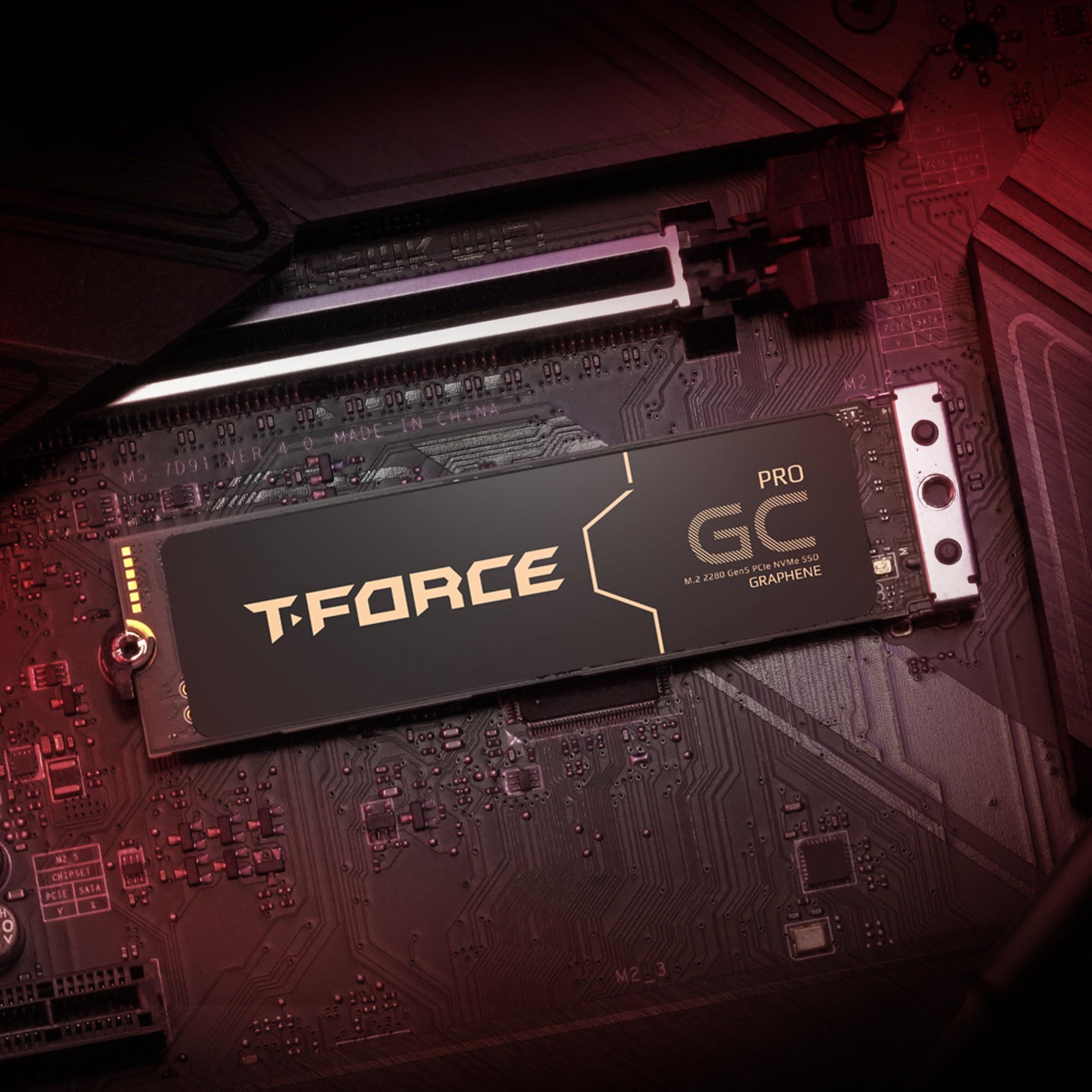 TEAMGROUP TEAMGROUP T-Force GC PRO 2TB Graphene Heatsink DRAM SLC Cache 3D TLC NAND NVMe InnoGrit PCIe Gen5x4 M.2 2280 Gaming Internal SSD Read/Write 12500/11000 MB/s TM8FFL002T0C129