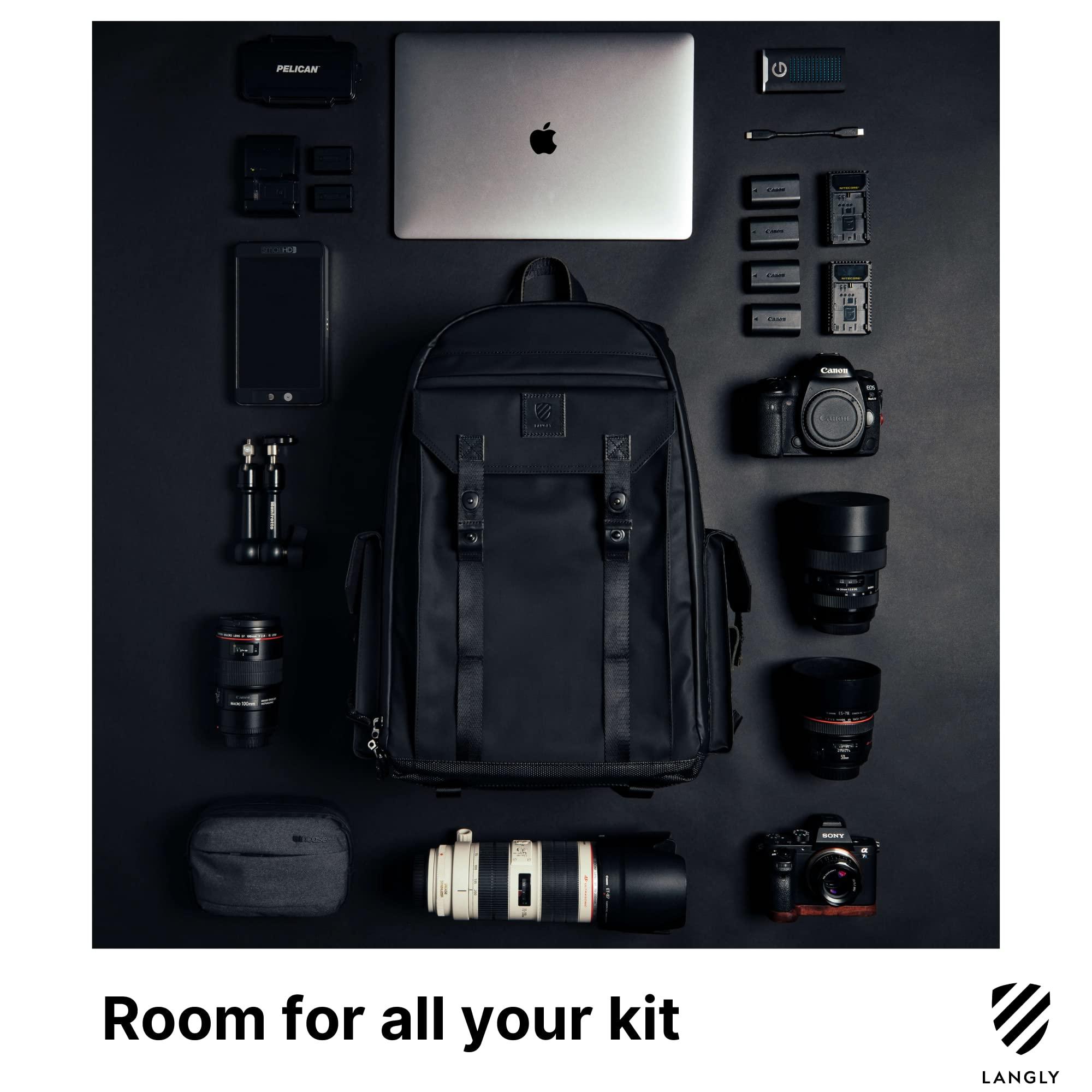 Langly Langly Large Camera Backpack for Photographers: the Multi Globetrotter -Large Customizable Camera Bag Interior for Your Camera and 10 Lenses with a 16" Laptop Pocket