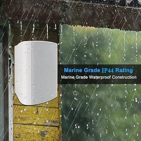 Herdio Herdio 6.5 Inch 400W Outdoor Speakers Wired Waterproof Passive with Powerful Bass,Wall Mount Speakers for Patio Garage Covered Deck,All-Weather Durability(Pair,White)