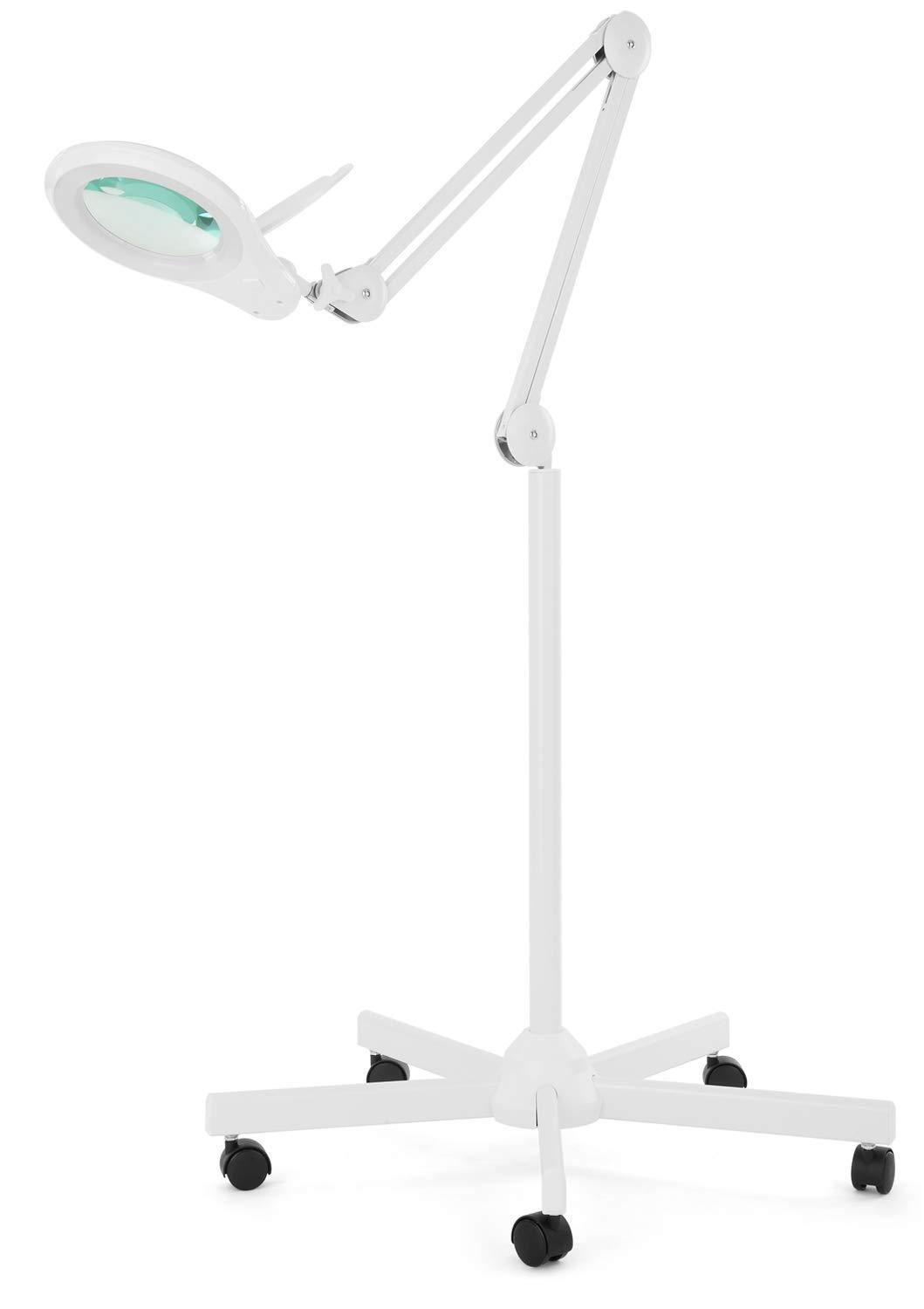 Neatfi Neatfi (New Model) Bifocals 1,200 Lumens LED Magnifying Floor Lamp with Rolling Base, 5 Diopter with 20 Diopter, Dimmable, Adjustable Arm (5 Inches, White)