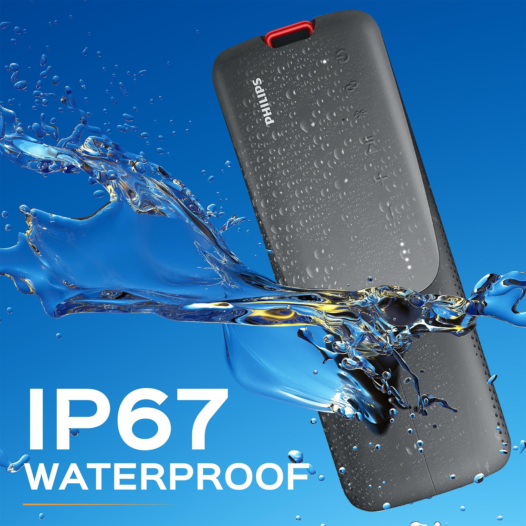 Philips Audio Philips S7807 Wireless Bluetooth Speaker, 7000 Series - 40W Output, IP67 Waterproof, 24-Hour Playtime, Portable with Built-in Microphone, Voice Assistant, USB-C, and Power Bank, Black