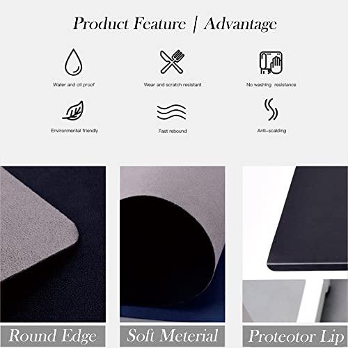 ZOCIS Waterproof Leather Desk Pad with Edge Protector, Premium Extended Desk Mouse Mat for Home Office Accessories, Large Office Desk Pad Protector Desk Writing Pad,60x30cm,Gray