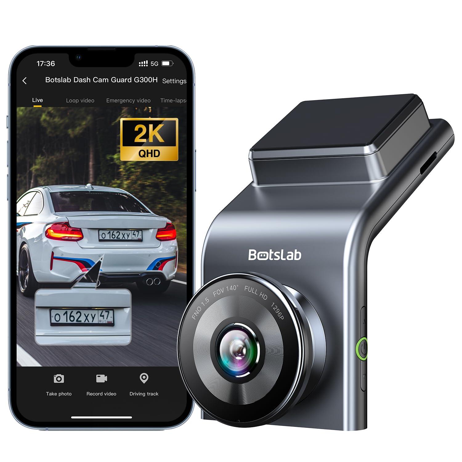 BOTSLAB BOTSLAB 2.5K Front Dash Cam, 170 Wide Angle Car Camera Front, Color Night Vision, Built in WiFi GPS, 24/7 Parking Mode, WDR, Emergency and Loop Recording(No SD Card)