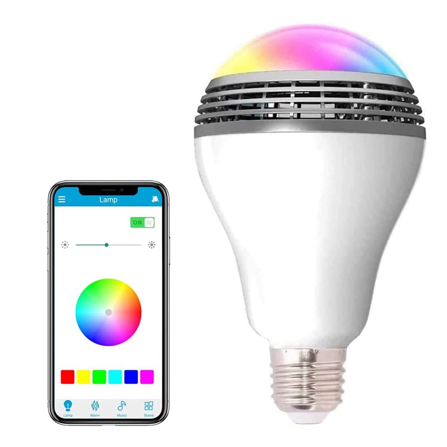 Genolite Genolite Smart Light Bulb with Bluetooth Speaker 7W 350lm 2700-6500k E27 Controlled RGB Multi Color Adjustable and Dimmable by Wireless APP Music Speaker and Bulb 2 in 1 Mood Lighting