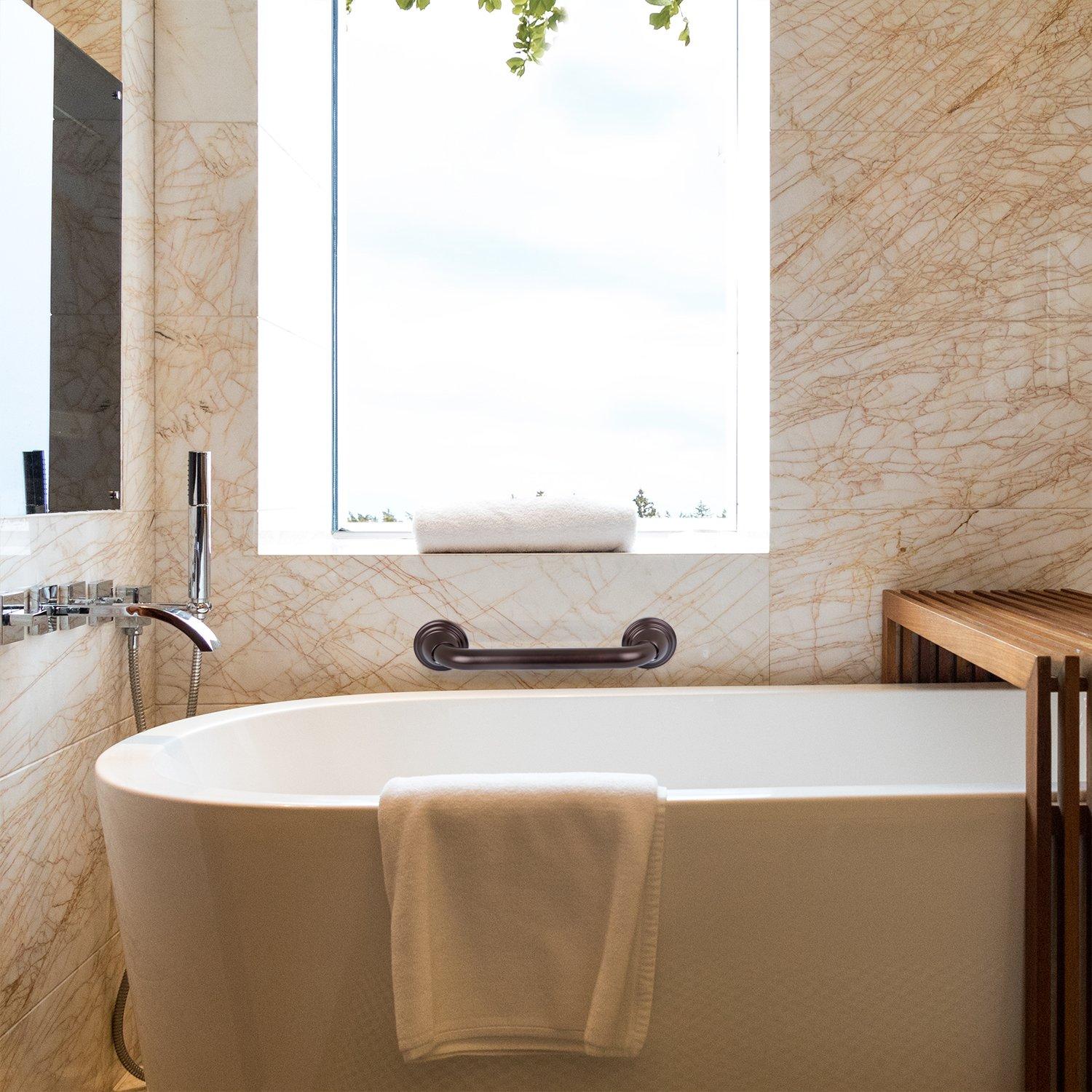 Utopia Alley Decorative Shower Grab Bar - 12\" Bathroom Grab Bars for Seniors - Non-Slip Bathroom and Household Handicap Safety Bar (Oil Rubbed Bronze)