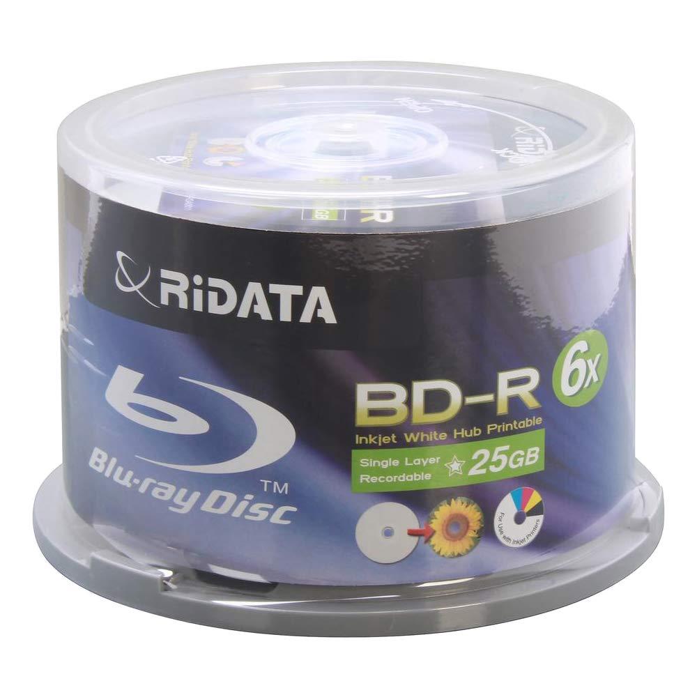 Ridata 400 Pack Ridata 6X BD-R BDR 25GB Single Layer Blue Blu-ray White Inkjet Hub Printable Recordable Blank Media Disc with Spindle Packing
