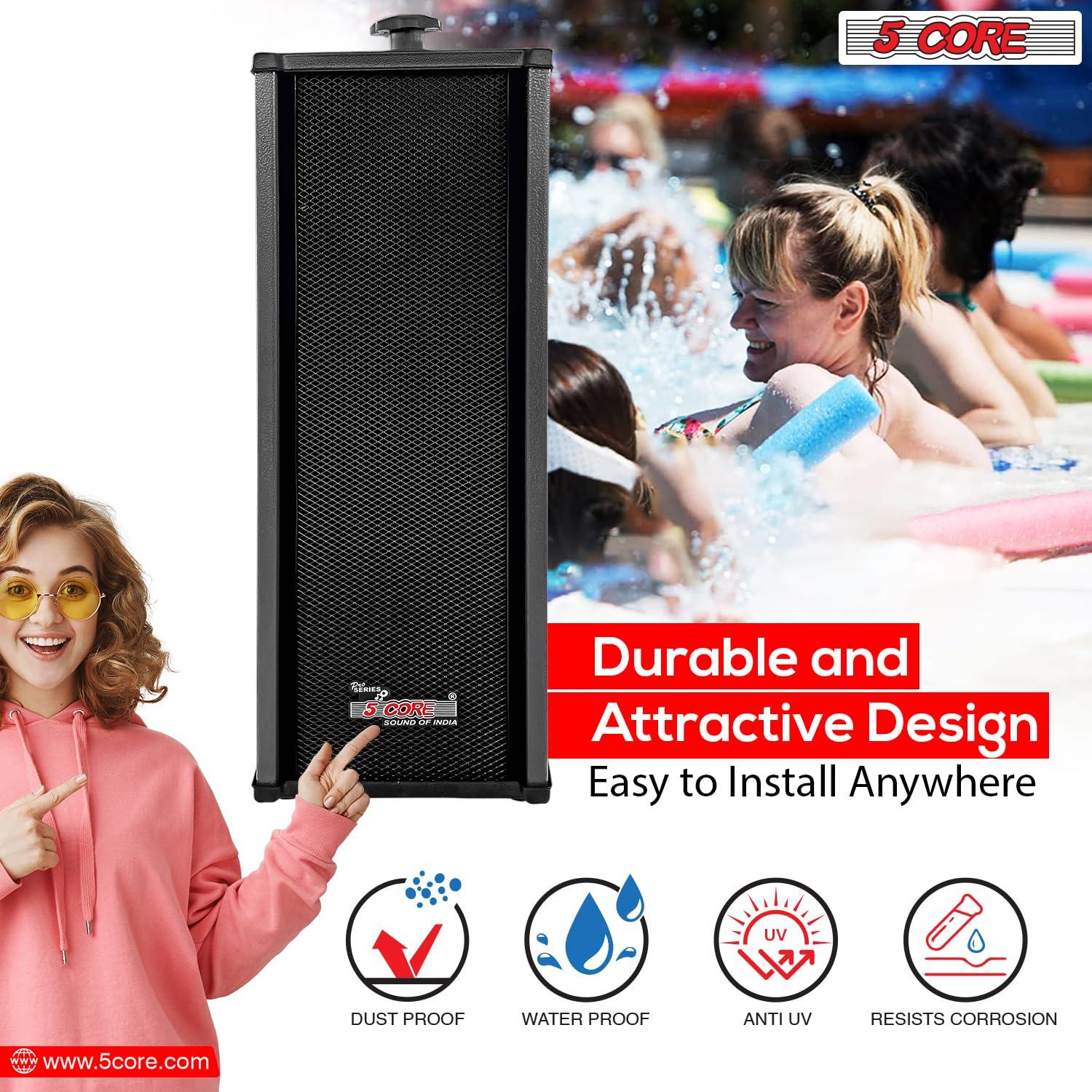 5 CORE 5 CORE Outdoor Speakers Pair Stereo in Wall Speaker 100W Peak Passive Mount Wired Waterproof Patio House Garage Indoor Exterior Audio System Bocinas para Casa - 15TG 2Pcs