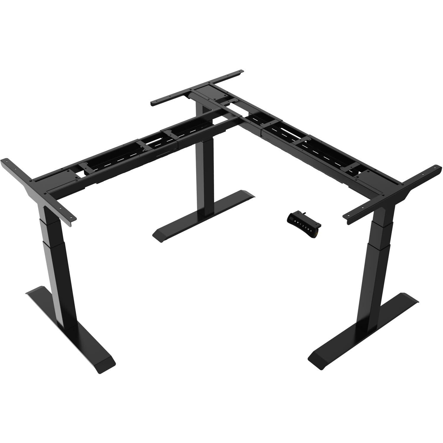 Hanover Hanover L-Shaped Sit Stand Desk, Ergonomic Electric Height Adjustable Standing Desk with Programmable Memory for Home or Office, Stand Up Desk with Adjustment Panel and LED Display, Black