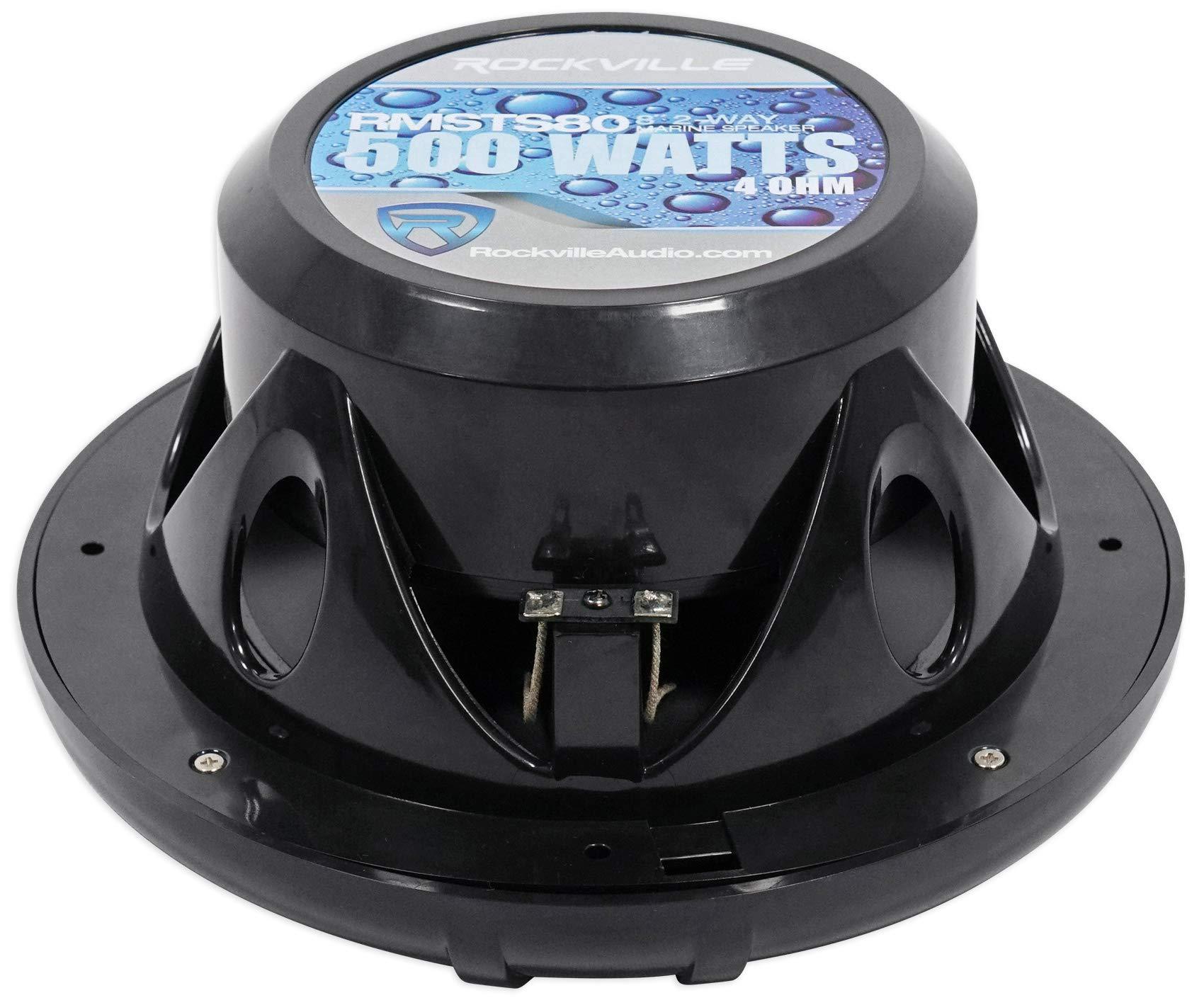 Rockville Pair Rockville RMSTS80B 8" 1000w Waterproof Marine Boat Speakers 2-Way Black