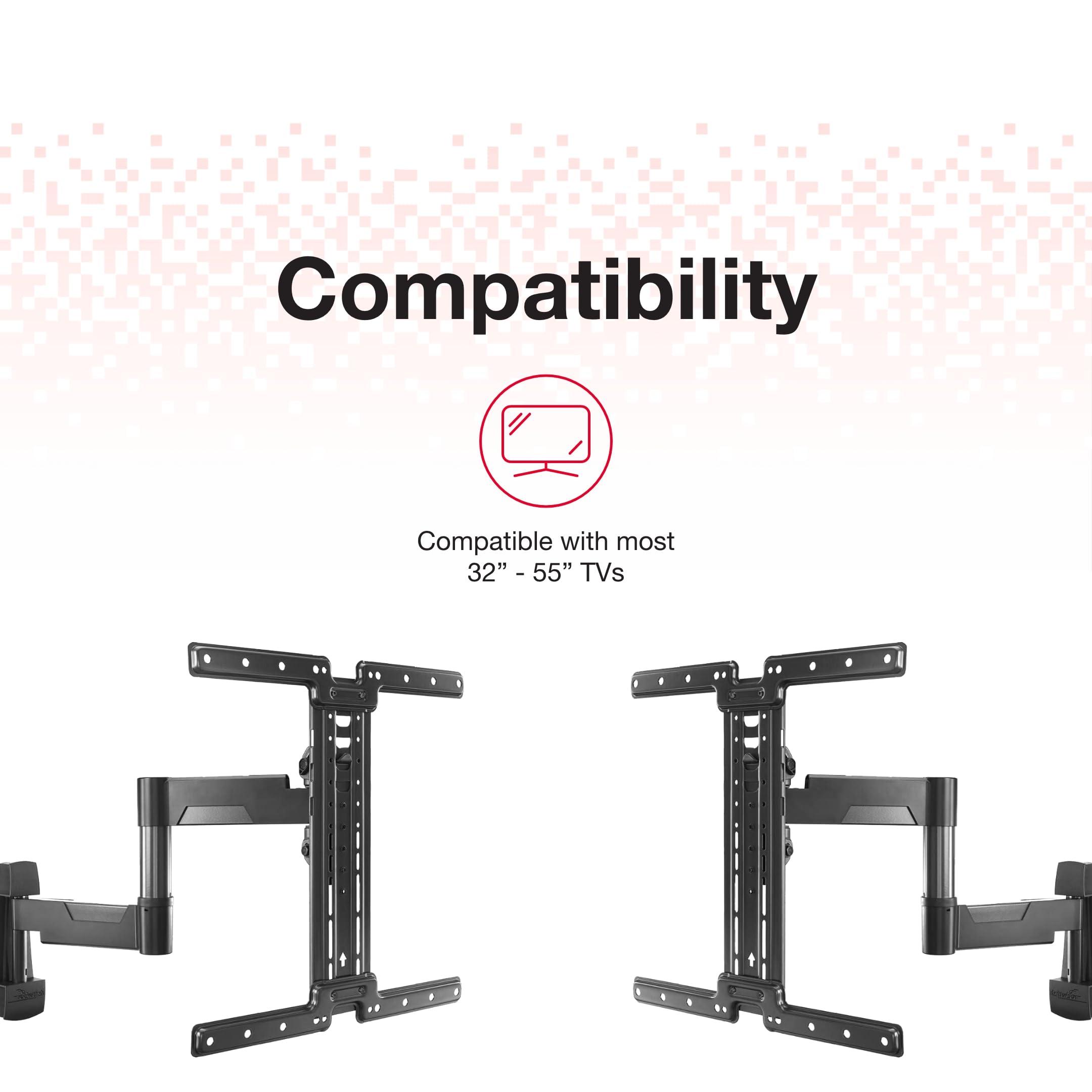 Rocketfish Rocketfish Full-Motion TV Wall Mount for Most 3255 TVs - TV Wall Mount with Swivel & Tilt Features - Durable Steel TV Mount Bracket - Full Motion TV Bracket with Dual Articulating Arms - Black