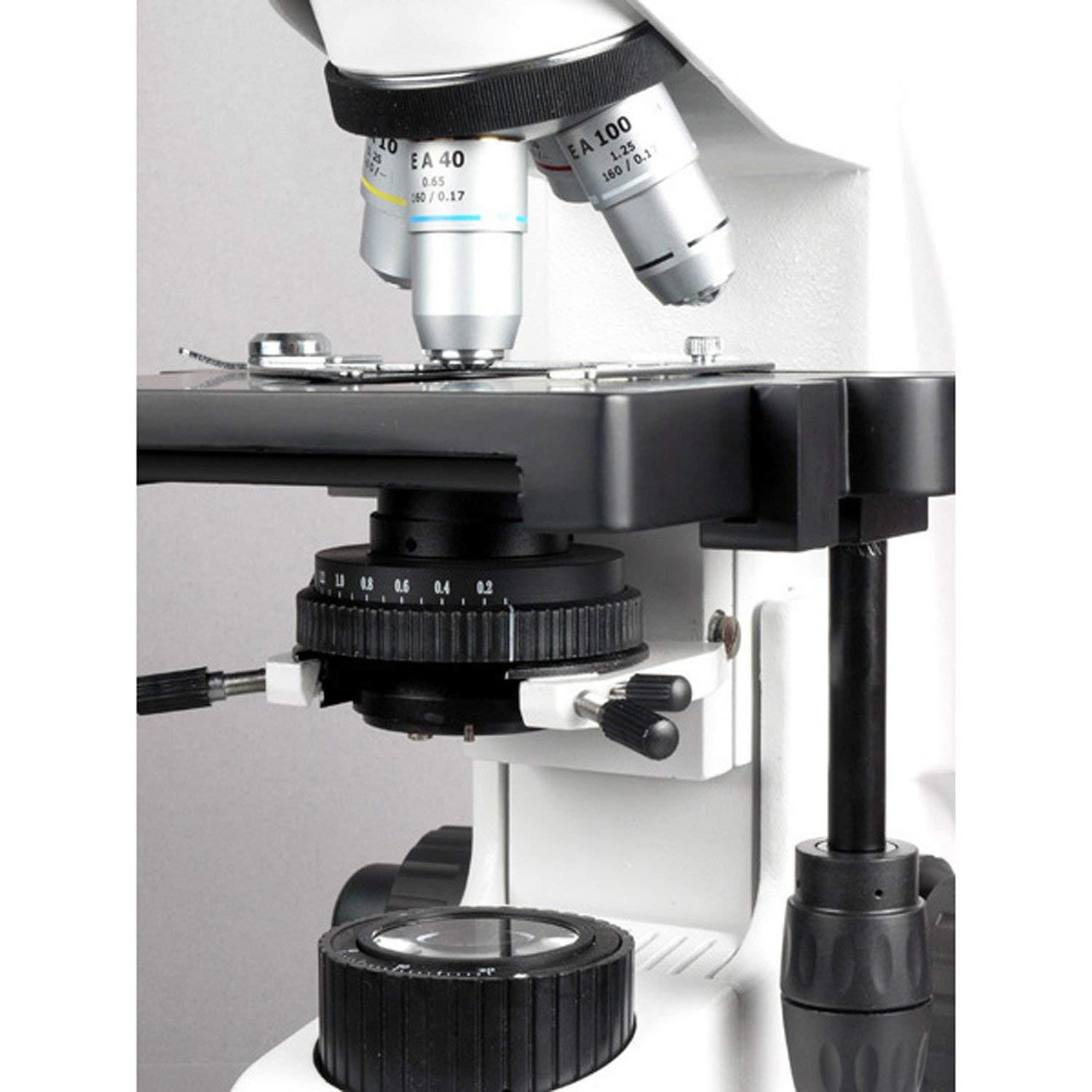 AmScope AmScope B660A 1500X Siedentopf Binocular Compound Microscope, 40X-1500X Magnification, WH10x and WH15x Super-Widefield Eyepieces, Semi-Plan Objectives, Brightfield, Kohler Condenser, Double-Layer Mechanical Stage