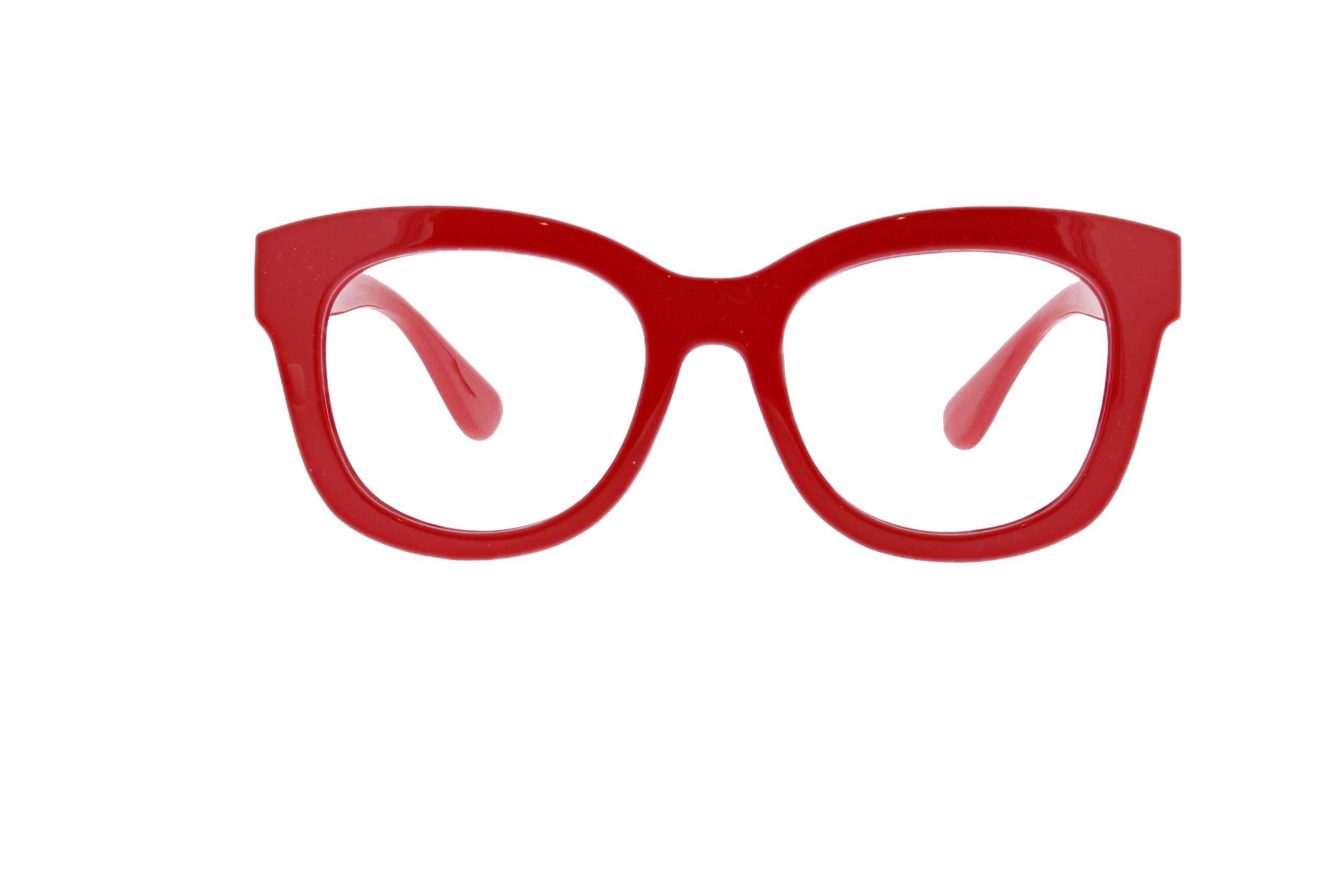 Peepers by PeeperSpecs Peepers by PeeperSpecs Women's Center Stage Soft Square Oversized Blue Light Blocking Progressive Reading Glasses, Red, 1.50 + 1.5