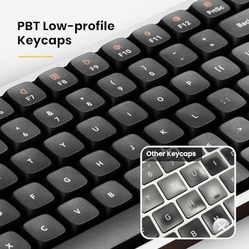 LOFREE LOFREE Flow100 Low Low Profile Mechanical Keyboard, 75 Percent Rechargeable Wireless Keyboards with Bluetooth and Wired Connection, Black Phantom Tactile Switches and Ghost liear Switches
