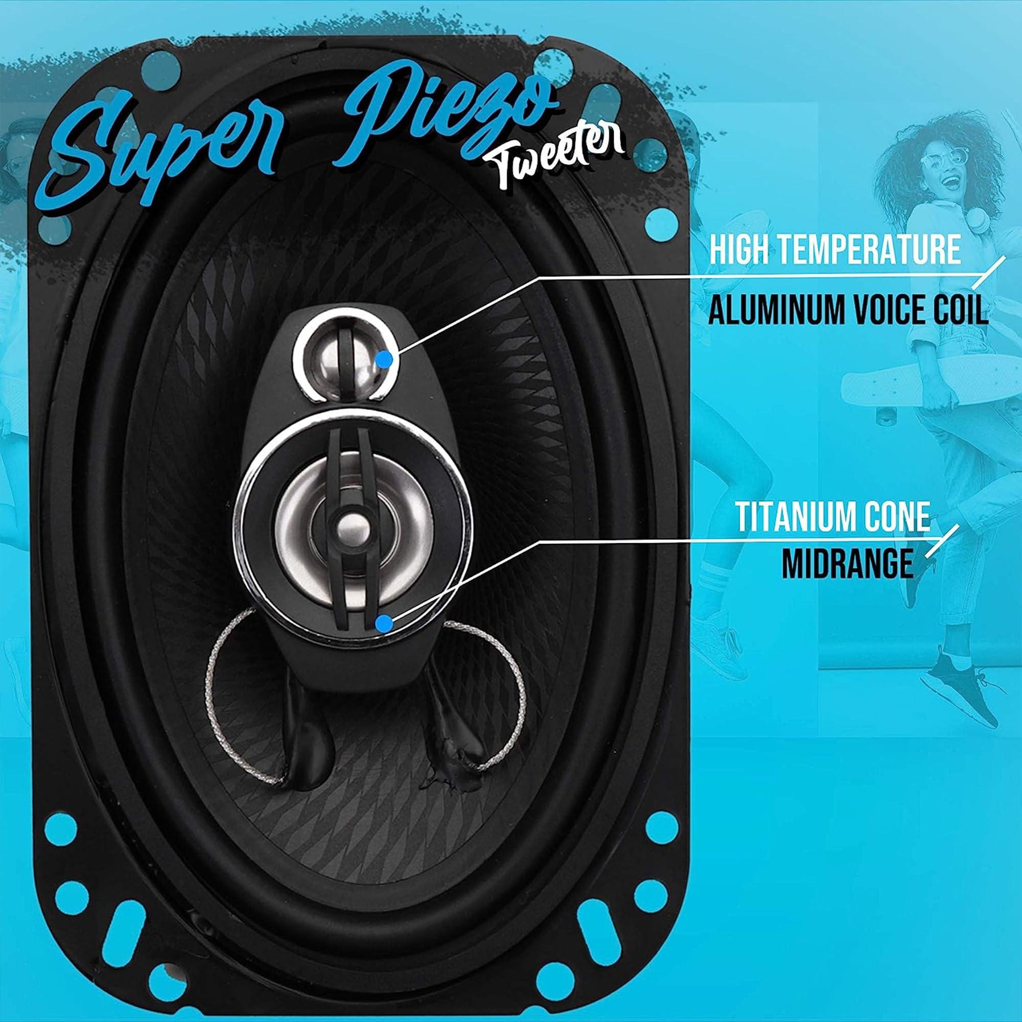 Pyle Pyle 4 Way 6x9 Inch 500 Watt Quadriaxial Loud Pro Audio Universal Quick Replacement Component Sound Speaker with Non-Fatiguing Butyl Rubber (Set of 2)