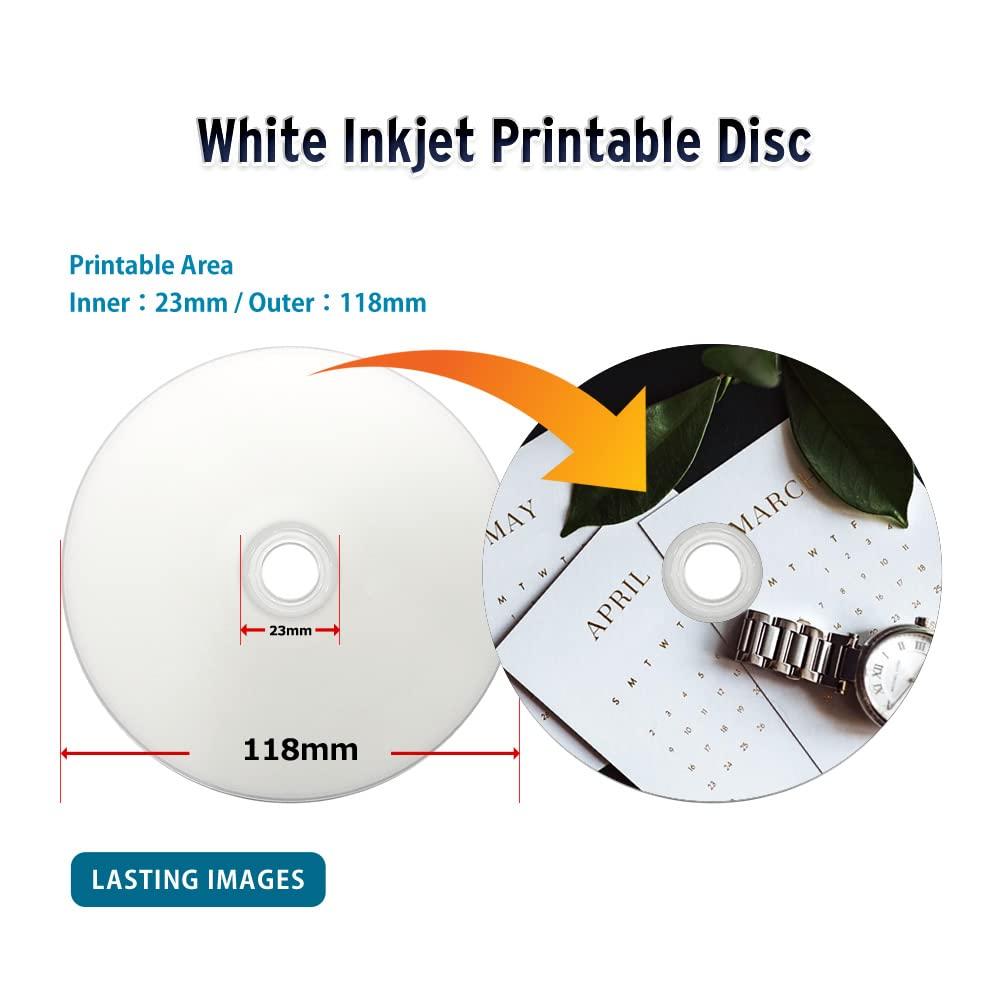 PlexDisc PlexDisc DVD-R 4.7GB 16X White Inkjet Hub Printable | 100 Pack Shrink Wrap (No Container) | Blank DVDs for Burning Video | Writable Media Discs