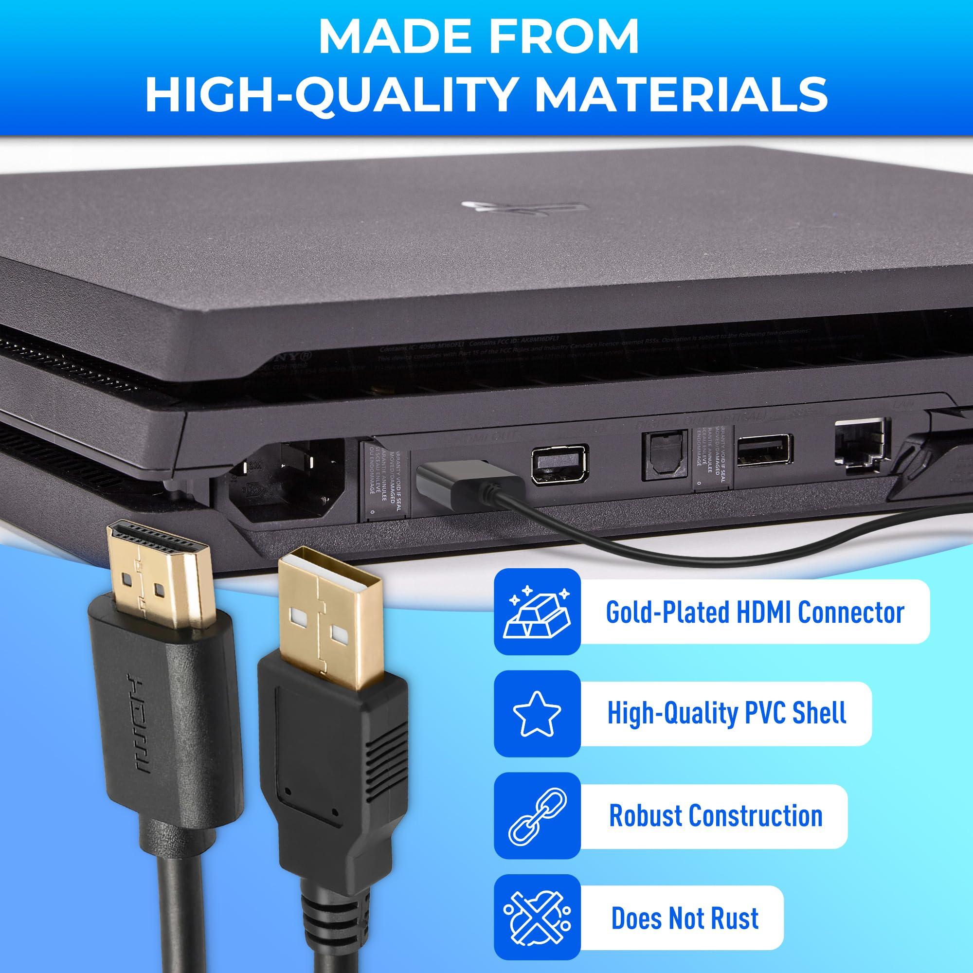 PIKTIME HDMI to USB Cable For Charging - 0.5m/1.64ft USB to HDMI Cable USB A to HDMI 2.0 Cable HDMI to USB Adapter HDMI USB Cable For Charge HDMI to USB Cord - USB Male to HDMI Male HDMI Cable to USB 2.0