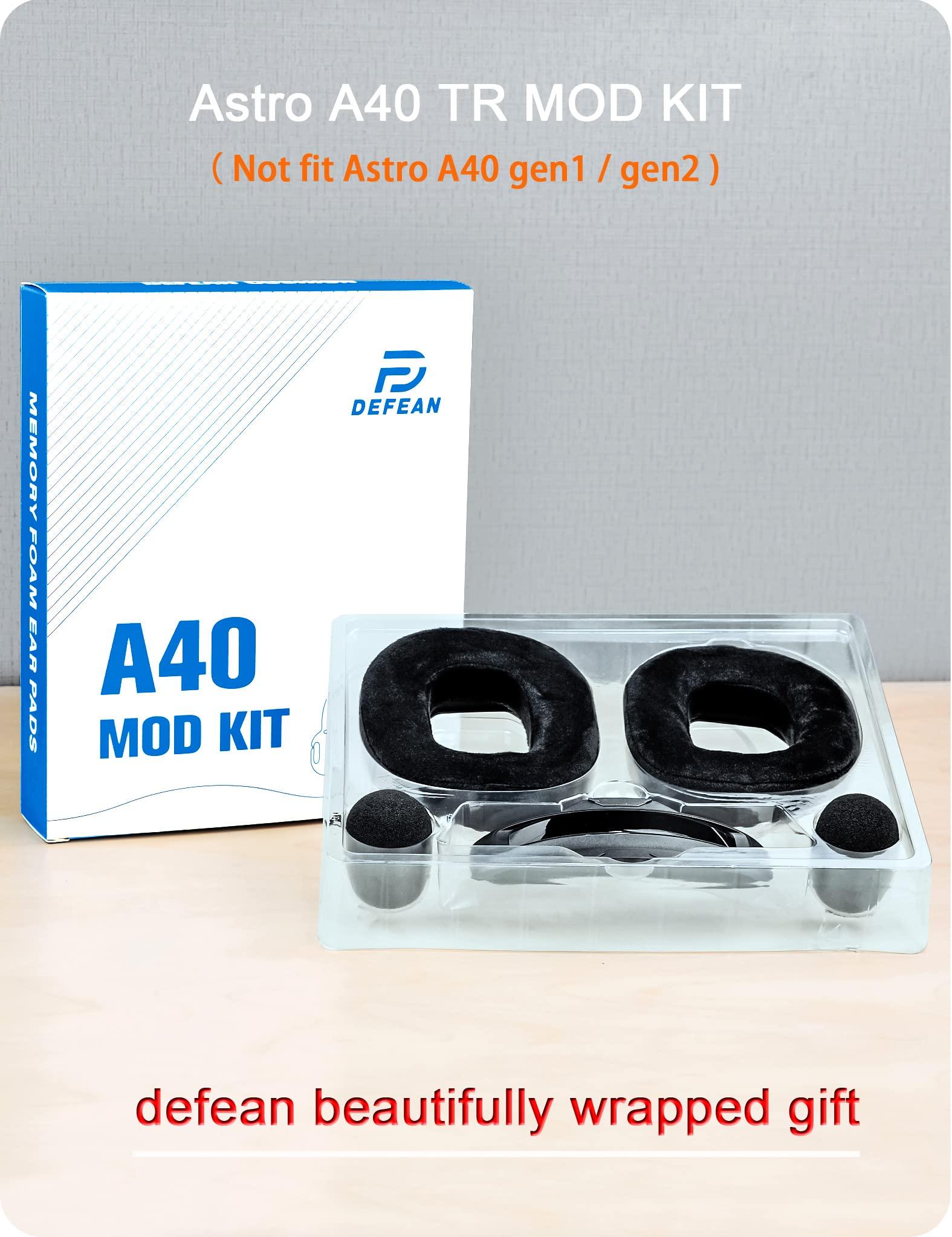defean A40 TR Mod Kit defean Replacement Earpads and Headband Compatible with Astro Gaming A40 TR Headset,Ear Cushions, Upgrade High-Density Noise Cancelling Foam, Added Thickness (Black Velour)