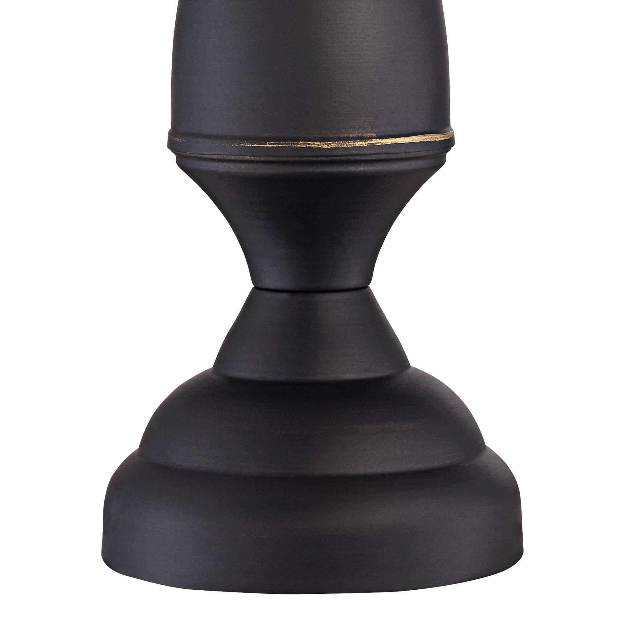 Regency Hill Regency Hill Ben Farmhouse Traditional Table Lamps 25" High Full Size Set of 2 Dark Bronze Brown Metal Beige Linen Drum Shade Decor for Living Room Bedroom House Bedside Nightstand Home Office