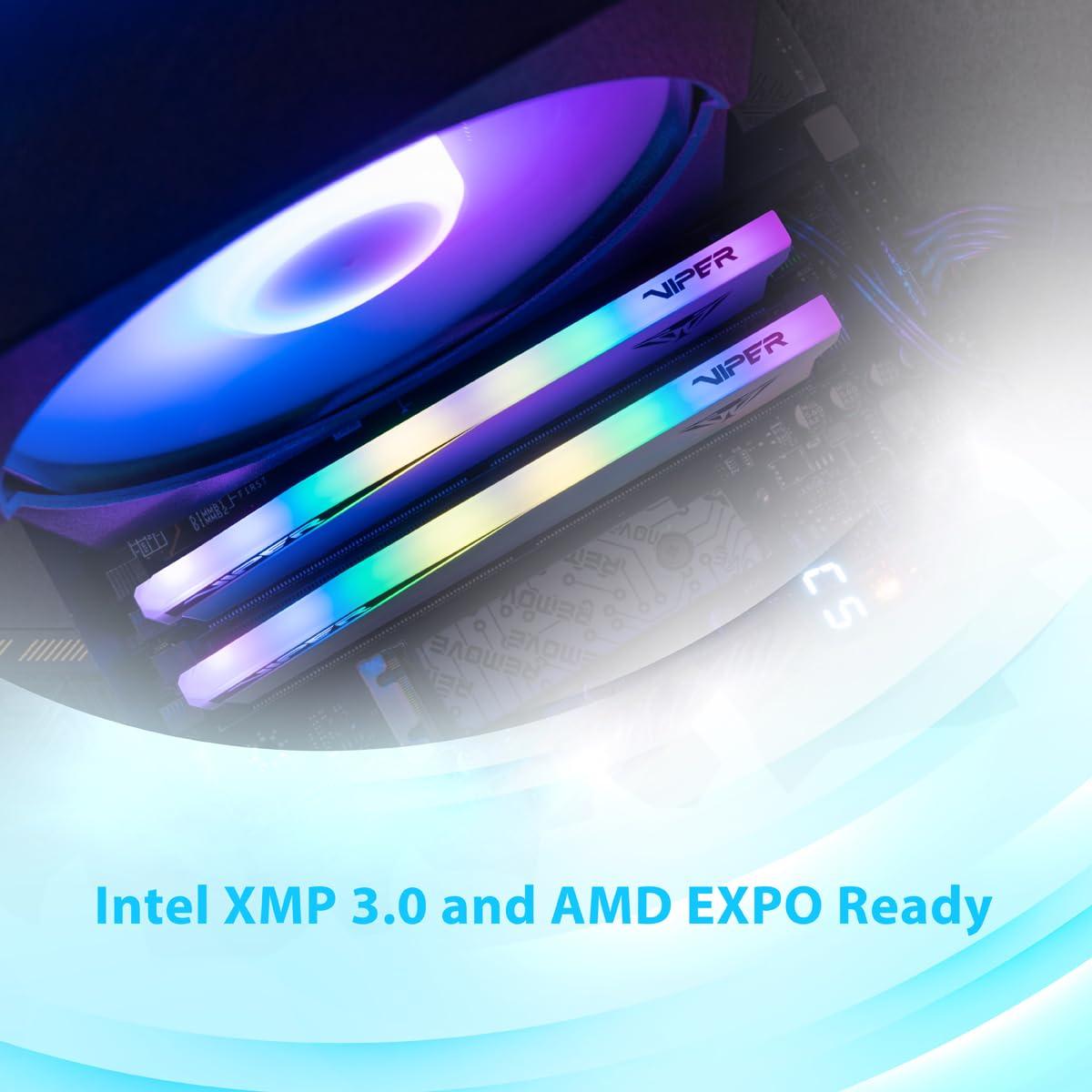 Patriot Memory Patriot Viper Elite 5 RGB DDR5 RAM 32GB (2X16GB) 6200MT/s CL42 1.35v UDIMM Desktop Gaming Memory Kit Compatible with Intel XMP/AMD Expo - PVER532G62C42KW