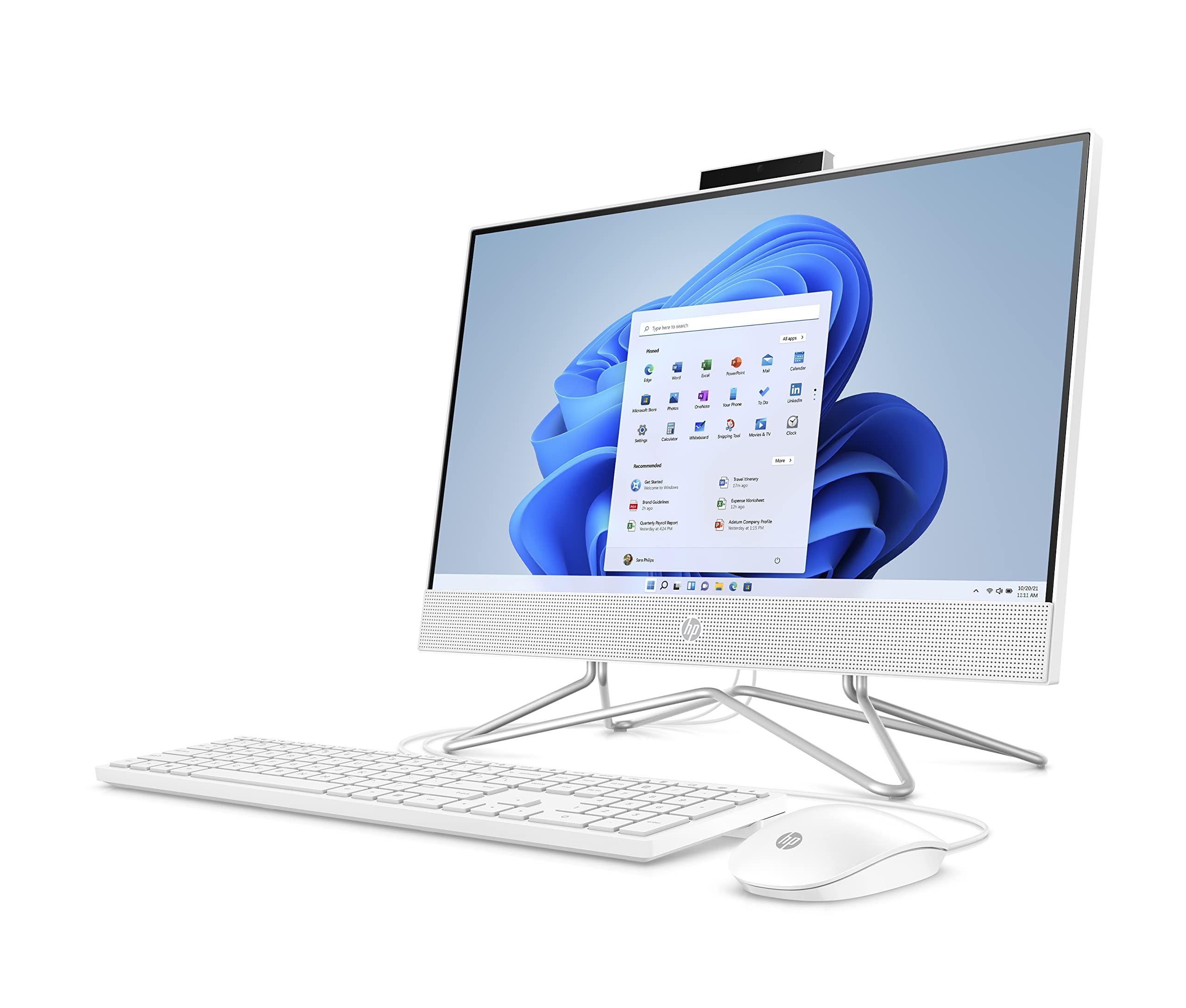 HP HP 21.5" All-in-One Desktop, Intel Pentium Silver J5040 Processor, Intel UHD Graphics 605, 4 GB RAM, 128 GB Storage, Windows 11 Home (22-dd0120, 2021),Snow white