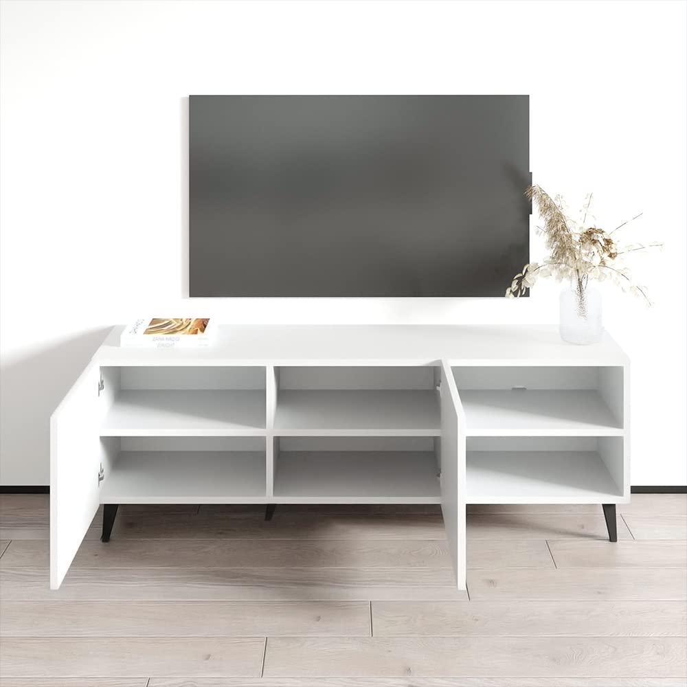 Meble Furniture Pafos TV Stand for TVs up to 65", Modern Matte 59" Entertainment Center, TV Media Console with Storage Cabinets