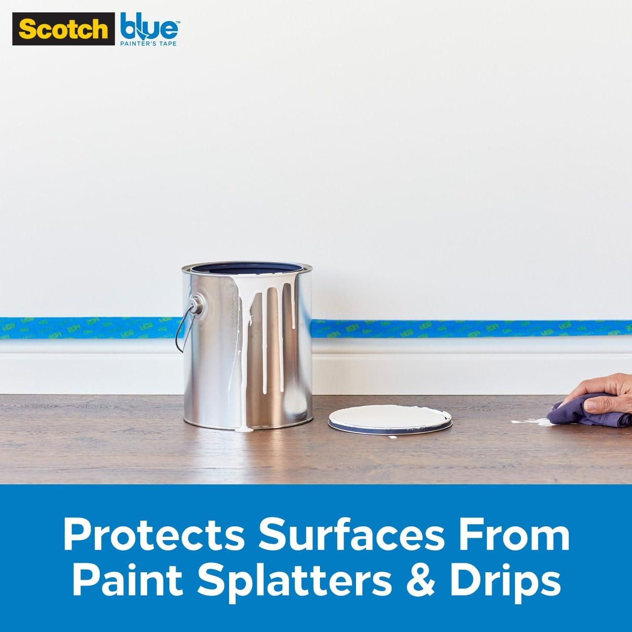 ScotchBlue ScotchBlue Pre Plastic Painters Tape with Bladed Dispenser, 24 in x 30yd, Tape & Masking Film Combined in One Product, Static Cling to Stay in One Place, No Residue Masking Tape (PTD2093EL-24-S)