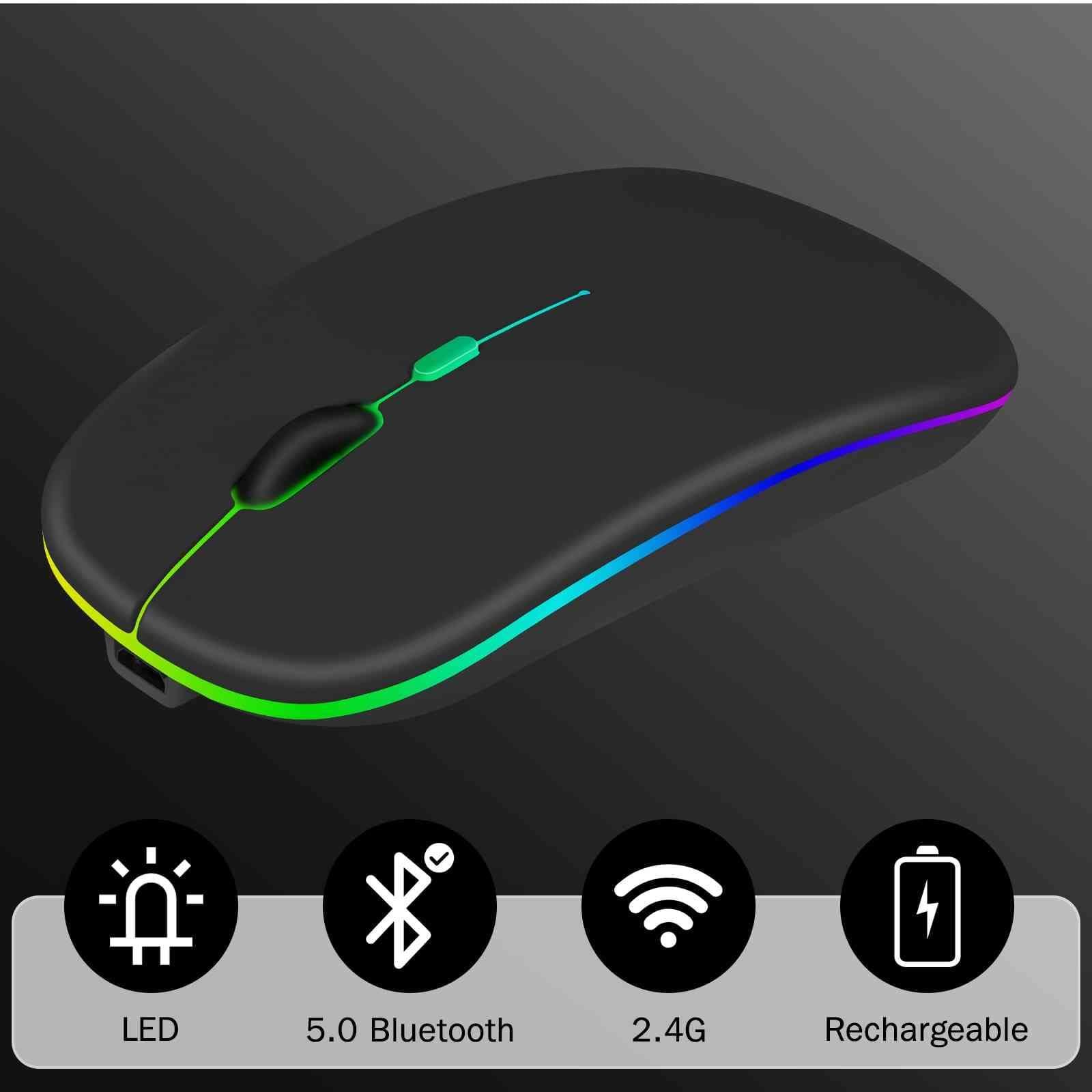 UrbanX UrbanX Bluetooth Rechargeable Mouse for Toshiba Dynabook Tecra A40-G Laptop Bluetooth Wireless Mouse Designed for Laptop/PC/Mac/iPad pro/Computer/Tablet/Android RGB LED Onyx Black
