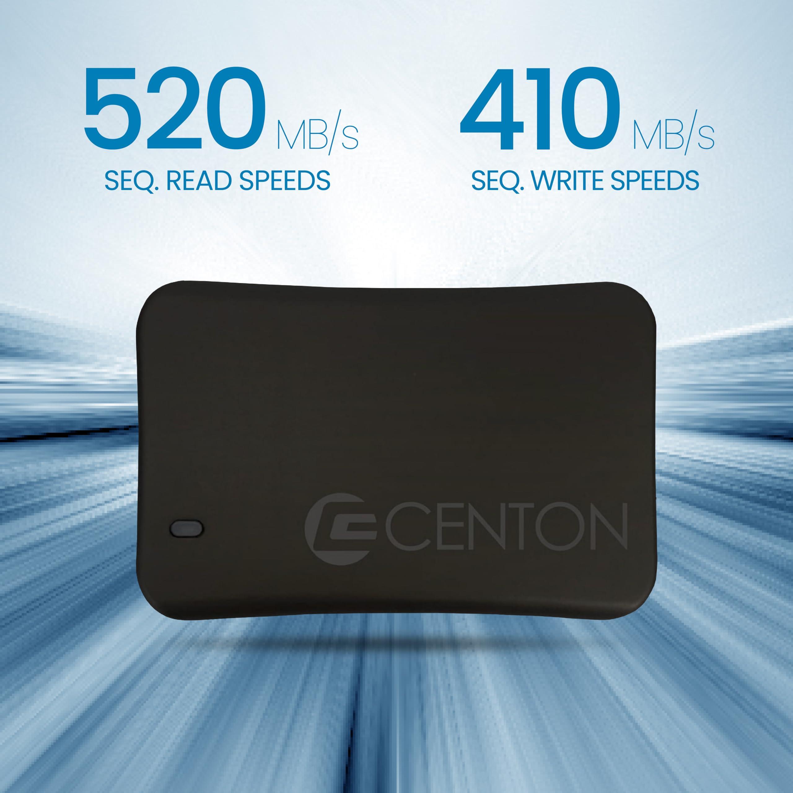 Centon Centon External SSD (Black), USB-C 3.2 Gen 2, 1000GB