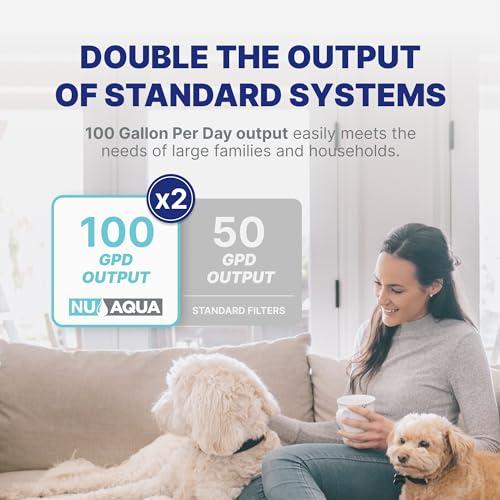 NU Aqua NU Aqua 6-Stage UV Under Sink Reverse Osmosis Water Filter System - 100 GPD RO Filtration & UV - Faucet & Tank - PPM Meter - 100GPD Undersink - Home Kitchen Pure Agua Drinking Water Purifier