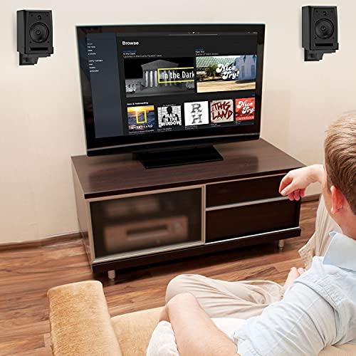 WALI WALI Speaker Wall Mounts, Dual Side Clamping Bookshelf Mounting Bracket for Large Surrounding Sound Speakers, Hold up to 55 lbs. (SWM201), 1 Pair, Black