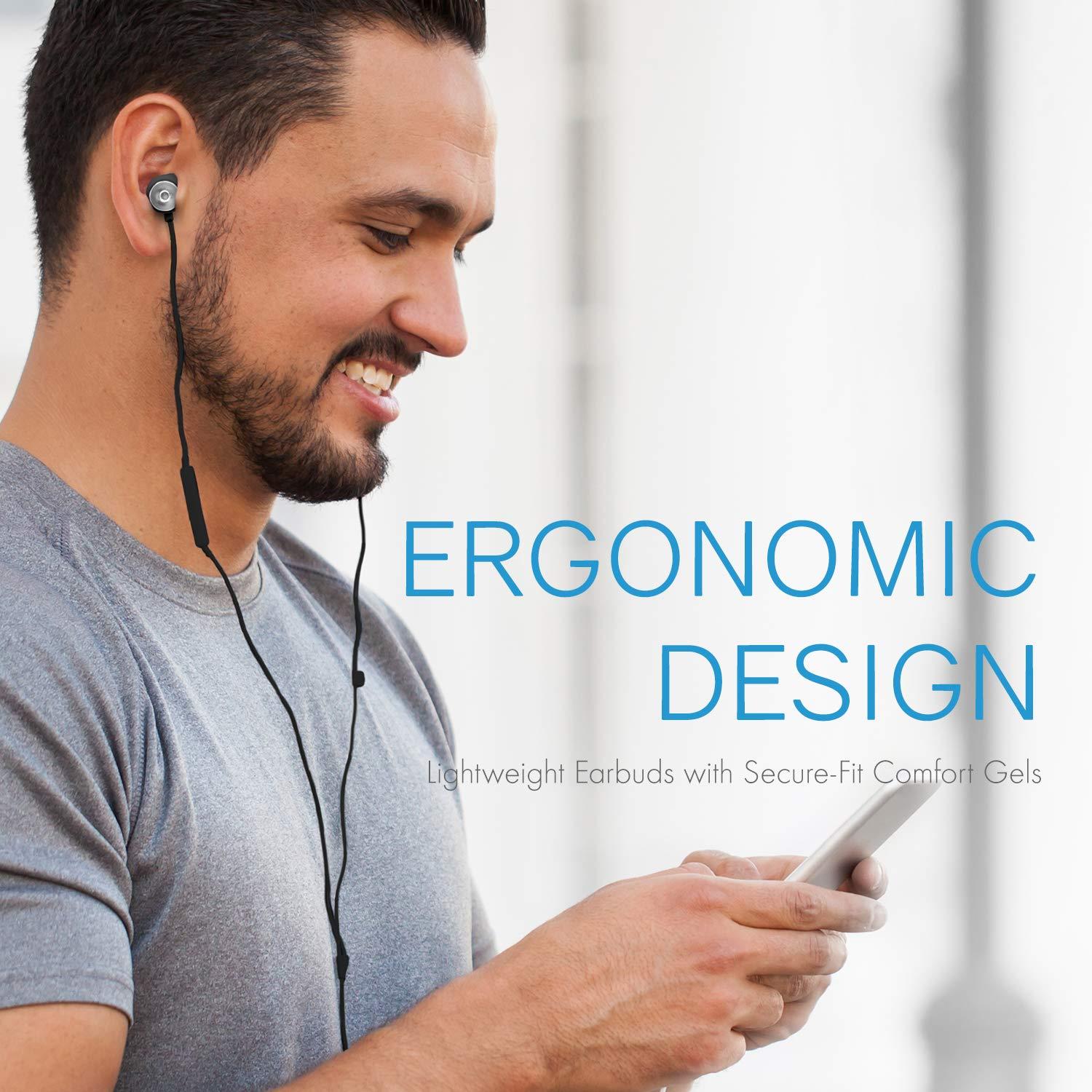 Realm Realm Lightning Earbuds Apple MFi Certified Headphones, in-Ear Headphones with Lightning Connector, Built-in Microphone, Hands-Free Calling and Track Controls, Black