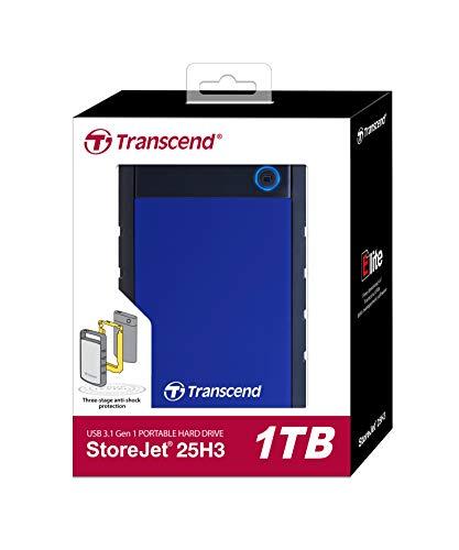Transcend Transcend 1TB USB 3.1 Gen 1 StoreJet 25H3B SJ25H3B Rugged External Hard Drive TS1TSJ25H3B Blue