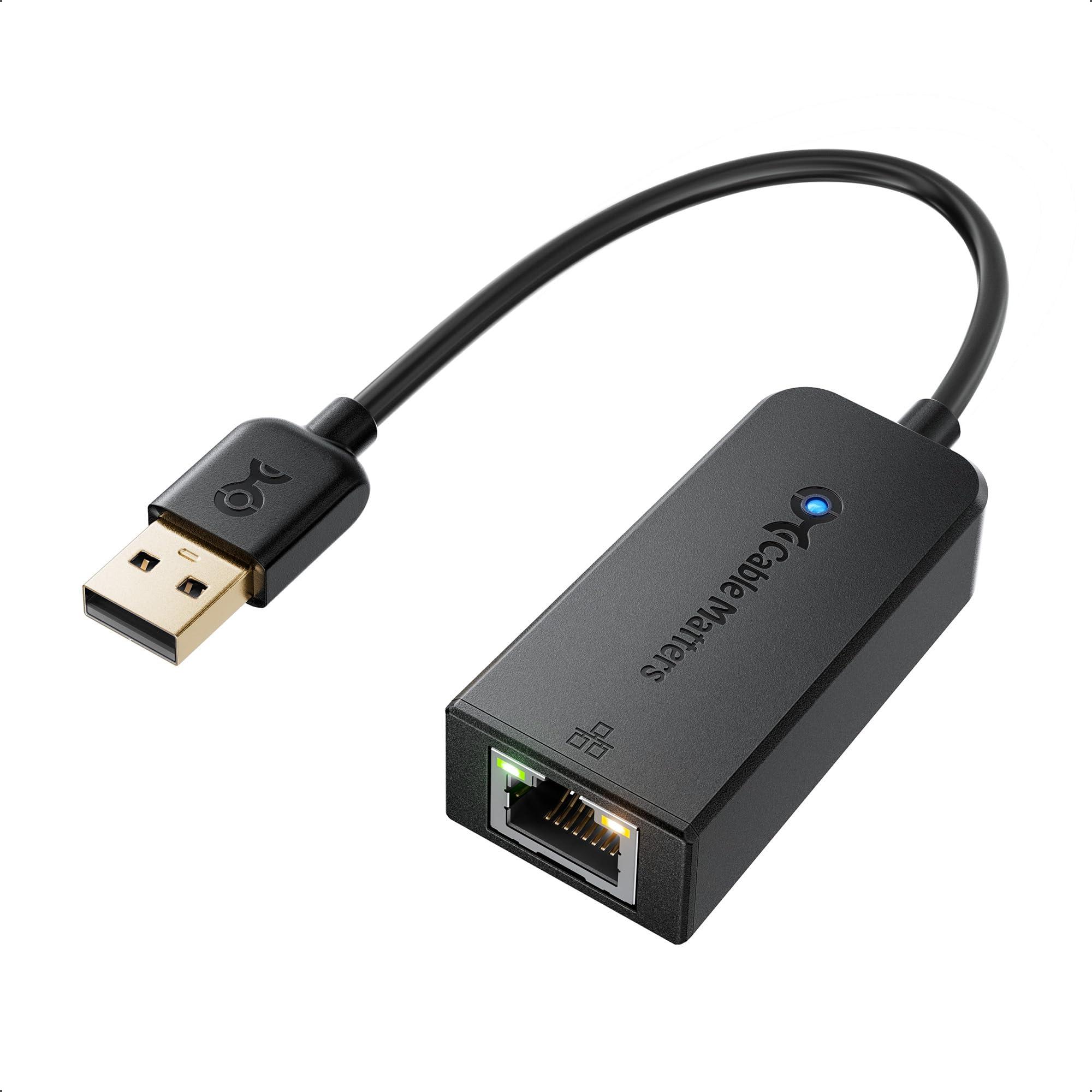 Cable Matters Cable Matters USB to Ethernet Adapter Supporting 10/100 Mbps Ethernet Network in Black & Portable USB C to Ethernet Adapter Gigabit, Foldable Ethernet to USB C