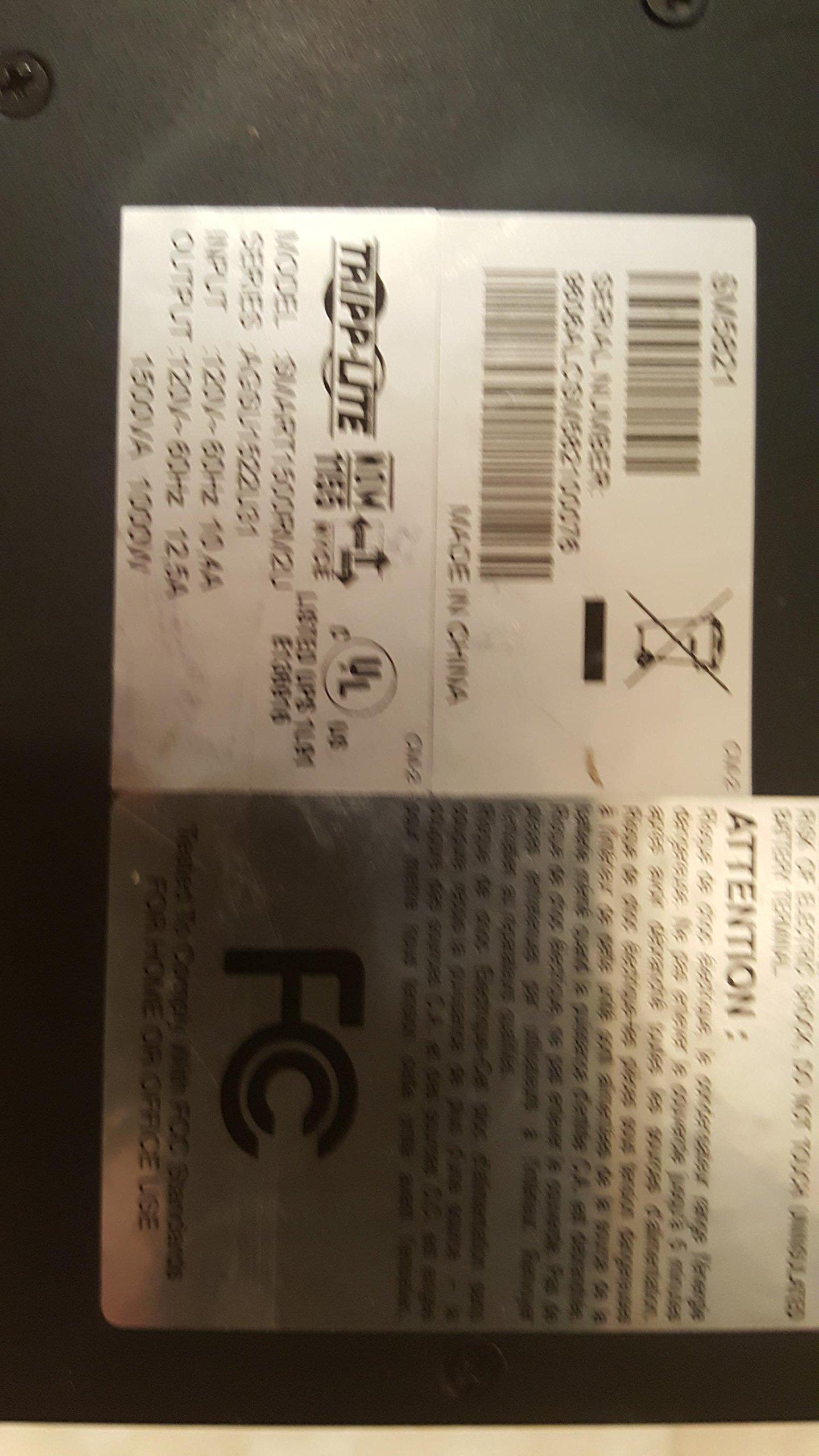 Tripp Lite Tripp-Lite SMART1500RM2U - SM5821-1500VA 1000W SmartPro UPS - NO Batteries