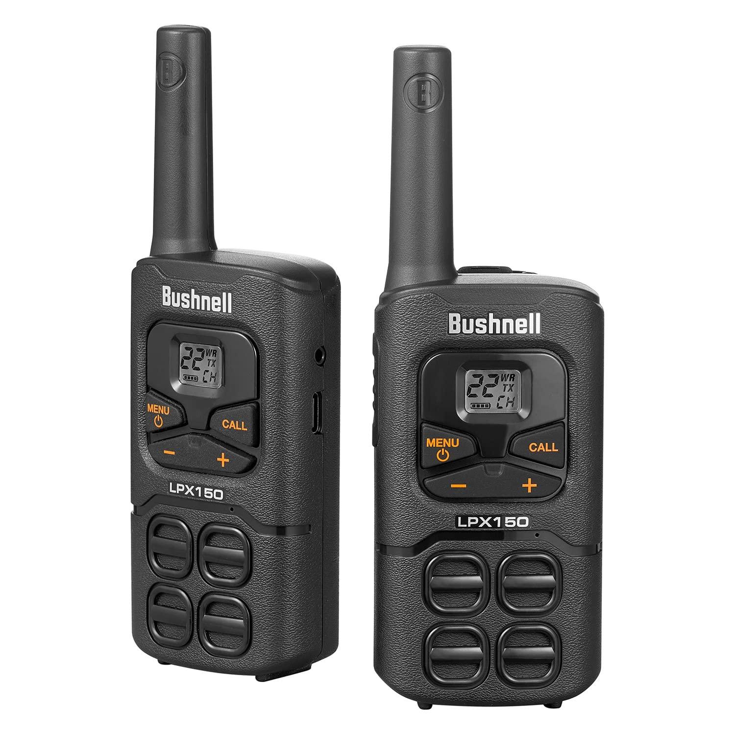 Bushnell Bushnell LPX150 Walkie Talkie Radio - Reliable Quality, Rugged Design, 0.5W Power for 20 Miles of Range, Two Way Radios Equipped for Wherever Life Takes You (2 Pack)
