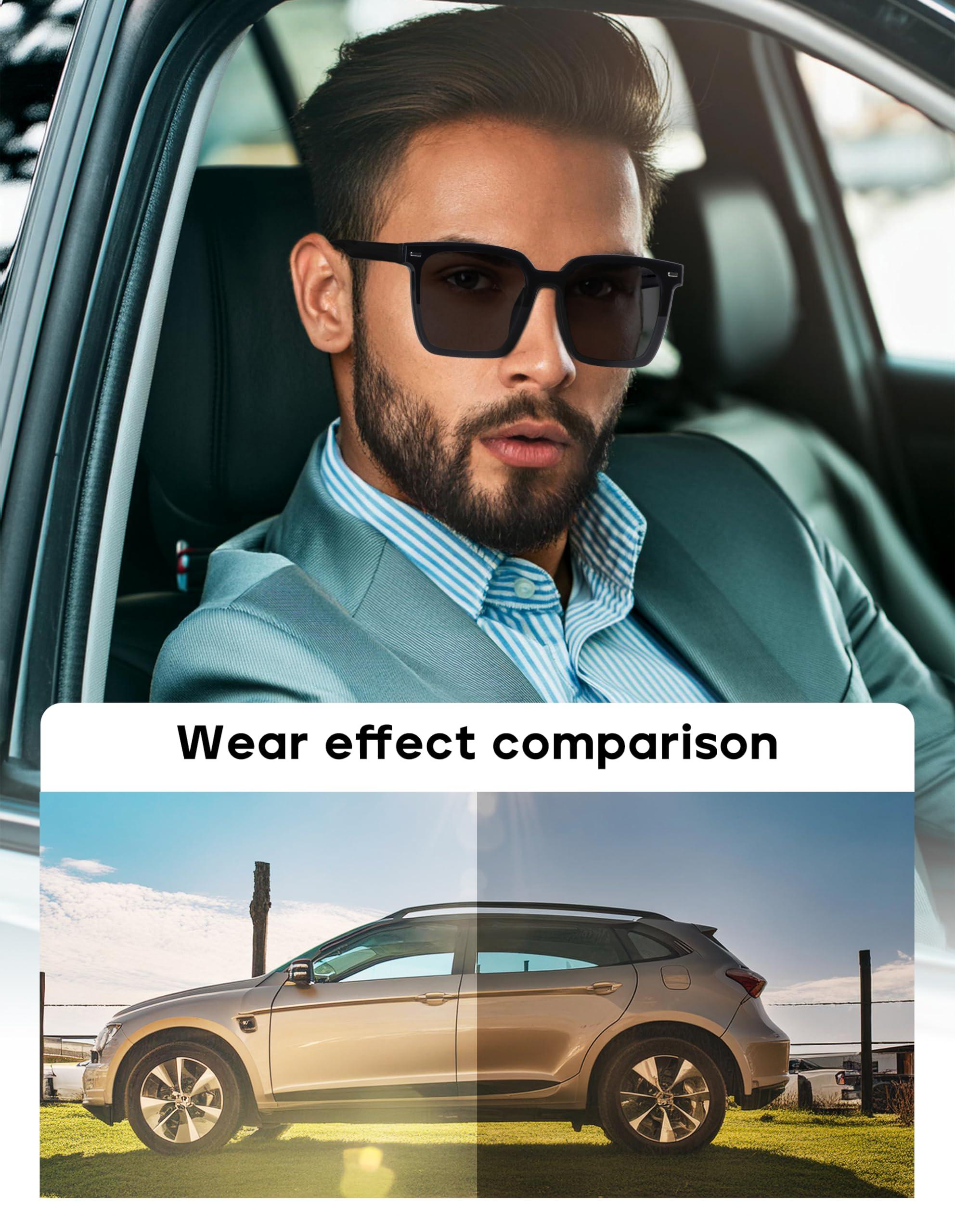 ZanyLen ZanyLen Magnetic Clip On Sunglasses for Men/Women Polarized UV Protection Night Driving Sunglasses Square Blue Light Glasses