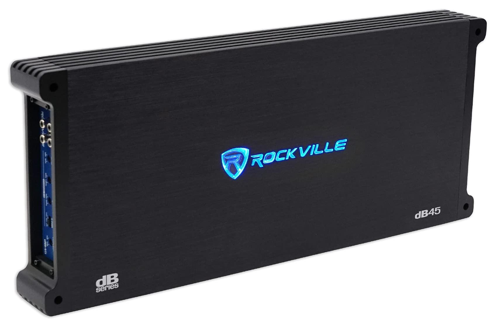 Rockville (1) Rockville dB45 3200 Watt/800w RMS 4 Channel Amplifier Car Stereo Amp, Loud!! Bundle with (1) Rockville RWK42 4 Gauge 4 Chan Car Amp Wiring Installation Wire Kit RCA's (2 Items)