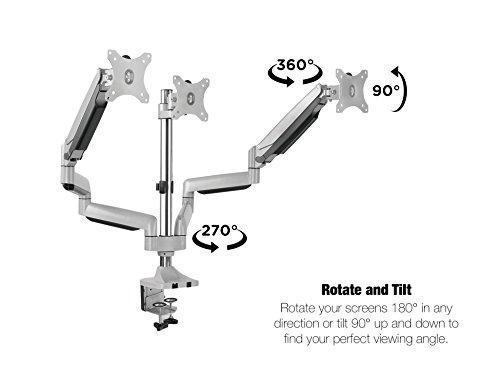 TechOrbits TechOrbits Universal Desk Mount for Triple Monitor - Fits Three 13-30\" Monitors with Swivel & Clamp