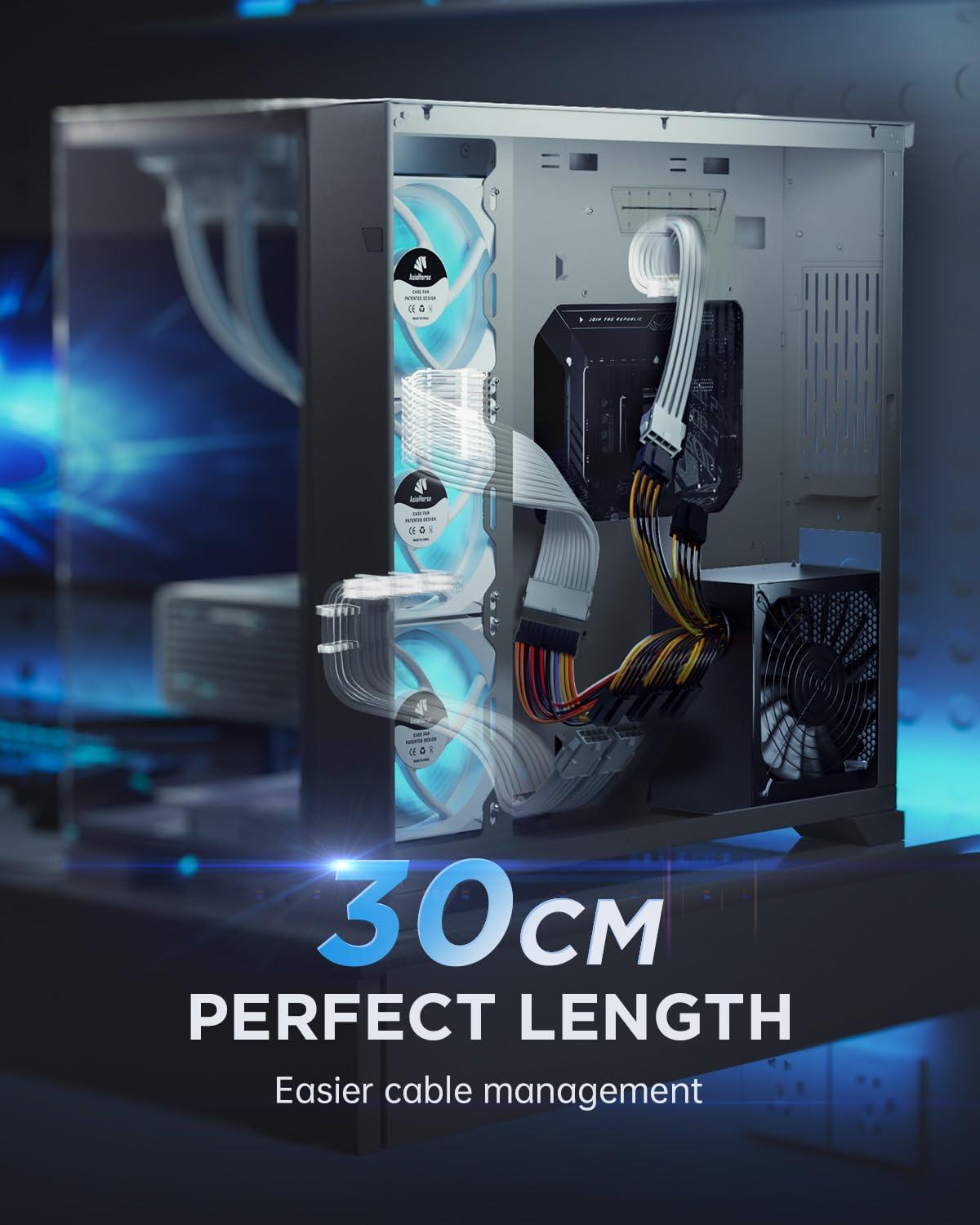 AsiaHorse AsiaHorse 16AWG PSU Cable Extension Power Cords, Customized Power Supply Mod Sleeve Extension Cable, ATX/EPS/8-pin PCI-E/6-pin PCI-E for PSU Cable (Pure White)