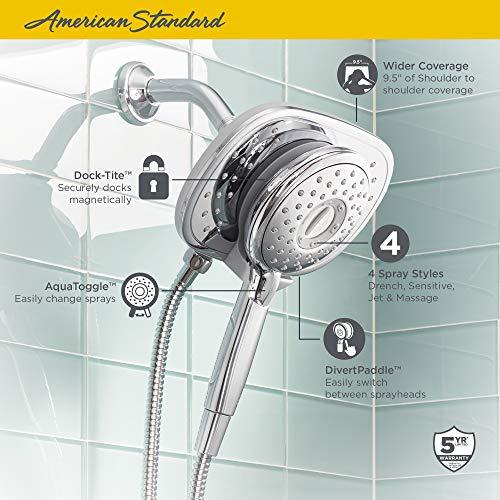 American Standard American Standard 9035254.002 Spectra+ Duo 4-Function 2-In-1 Shower Head, 2.5 GPM, Polished Chrome