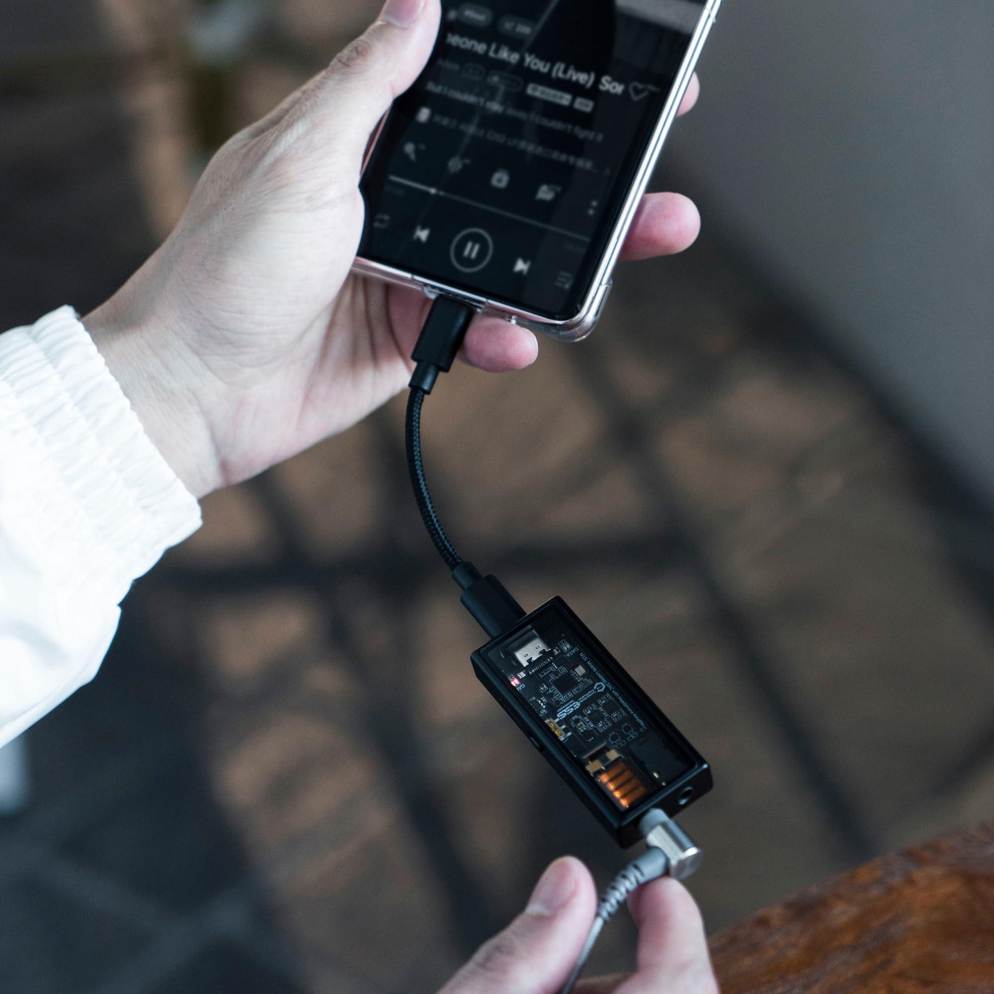 Questyle Questyle M15i Headphone Amplifier [MFi Certified] Portable USB DAC Amps with 4.4mm and 3.5mm Dual Outputs Supports PCM 768kHz/DSD512 High Resolution Lossless for Smartphones/PC/Laptops