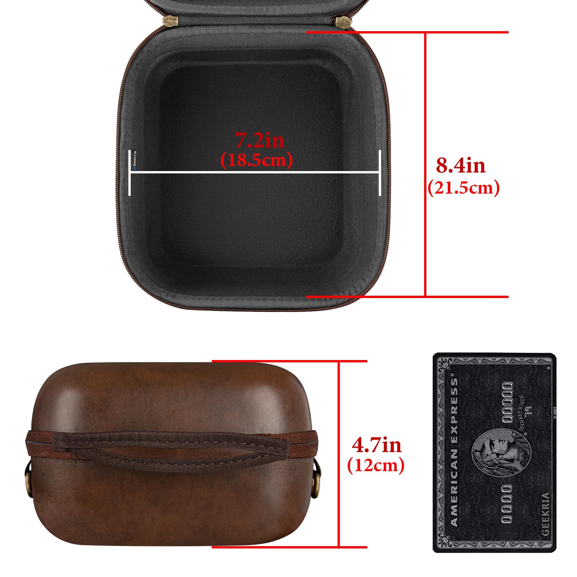 GEEKRIA Geekria Shield Case Compatible with AKG K701 Ultra, Pro Audio K702, K72, Pro Audio K72 Headphones, Replacement Hard Shell Travel Carrying Bag with Cable Storage (Brown Vegan Leather)